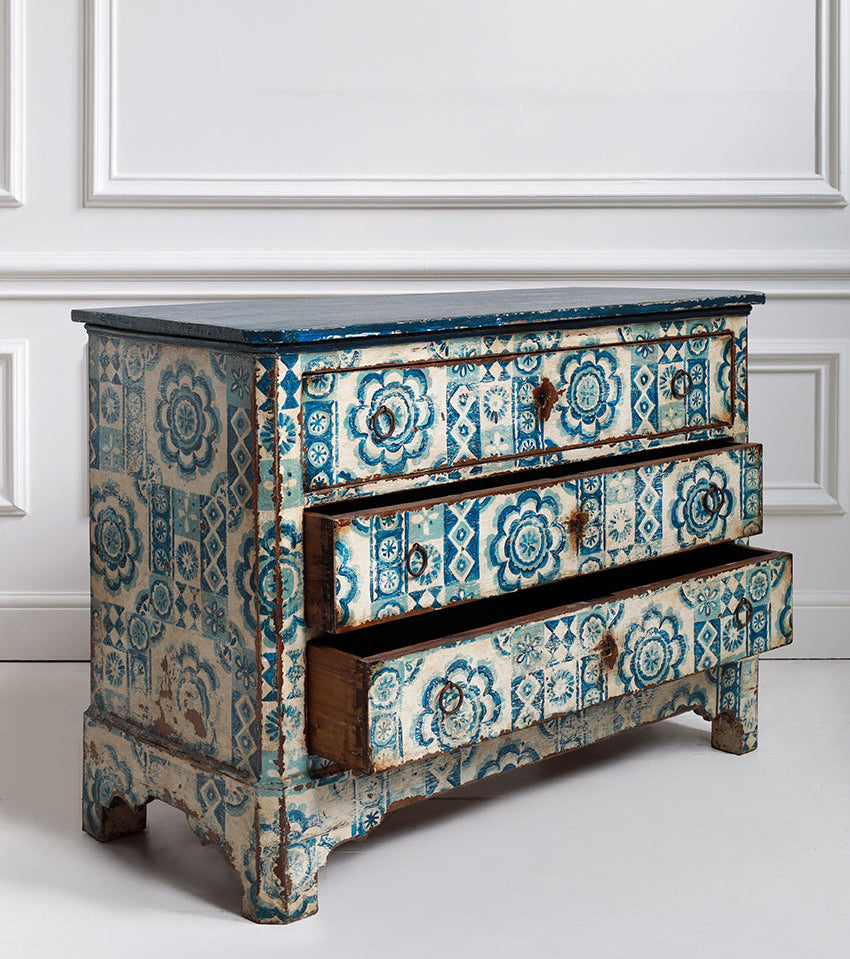 1820s Painted Commode with Delft-style Motifs