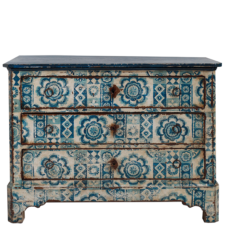 1820s Painted Commode with Delft-style Motifs