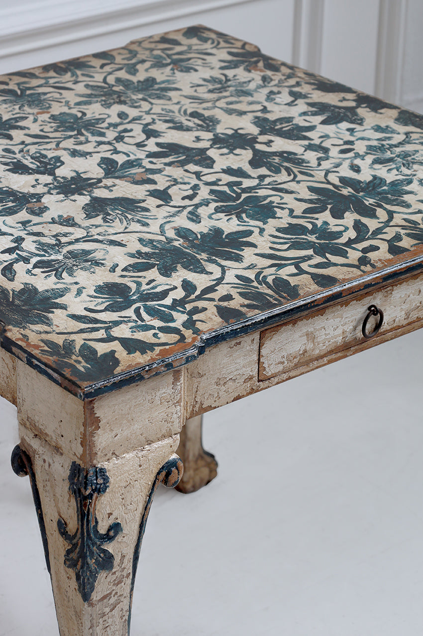 1920s Painted Side Table with Floral Motifs