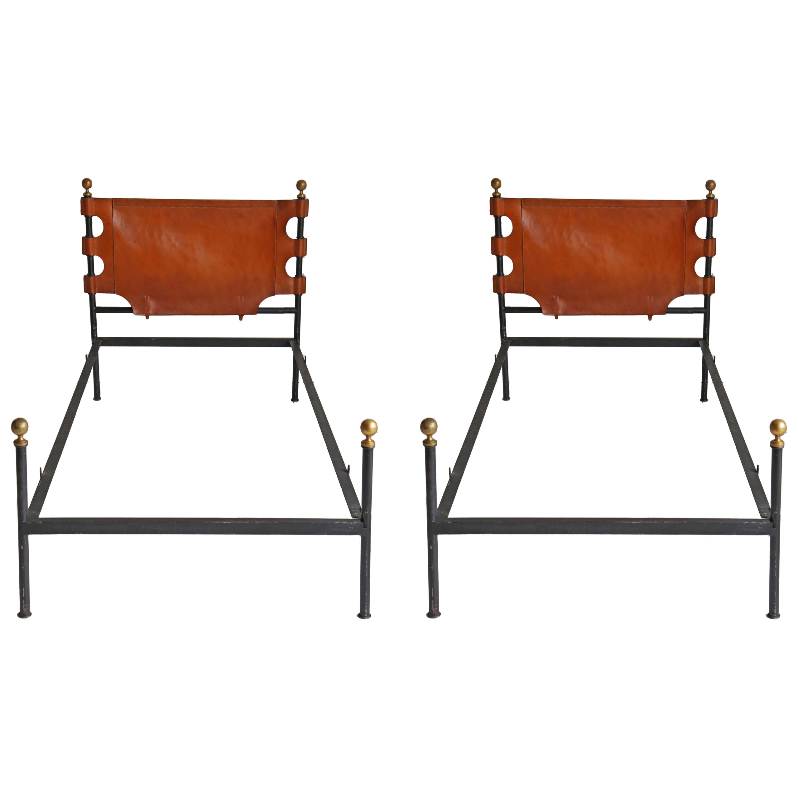 Pair of 1970s Cast Iron Single Beds