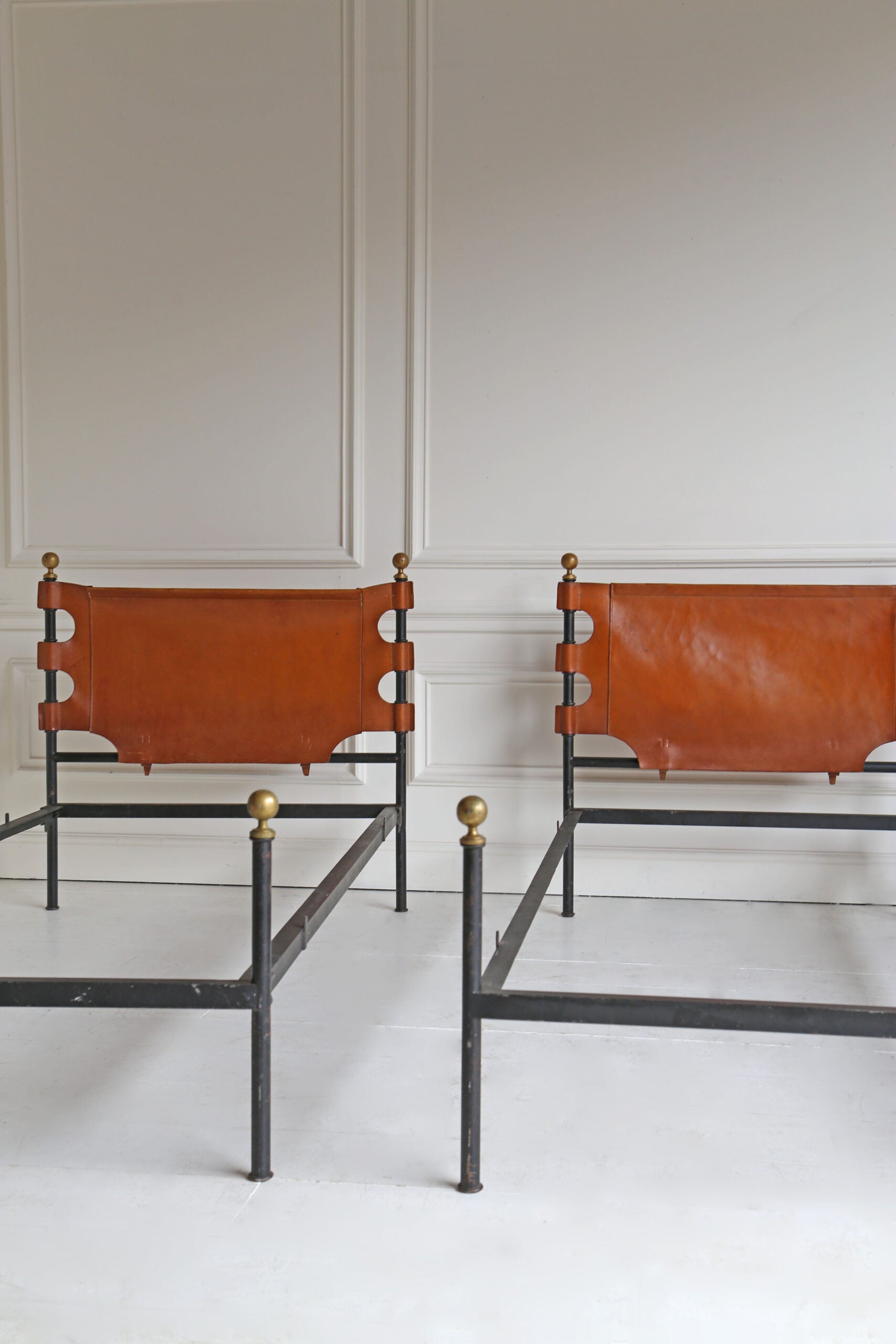 Pair of 1970s Cast Iron Single Beds