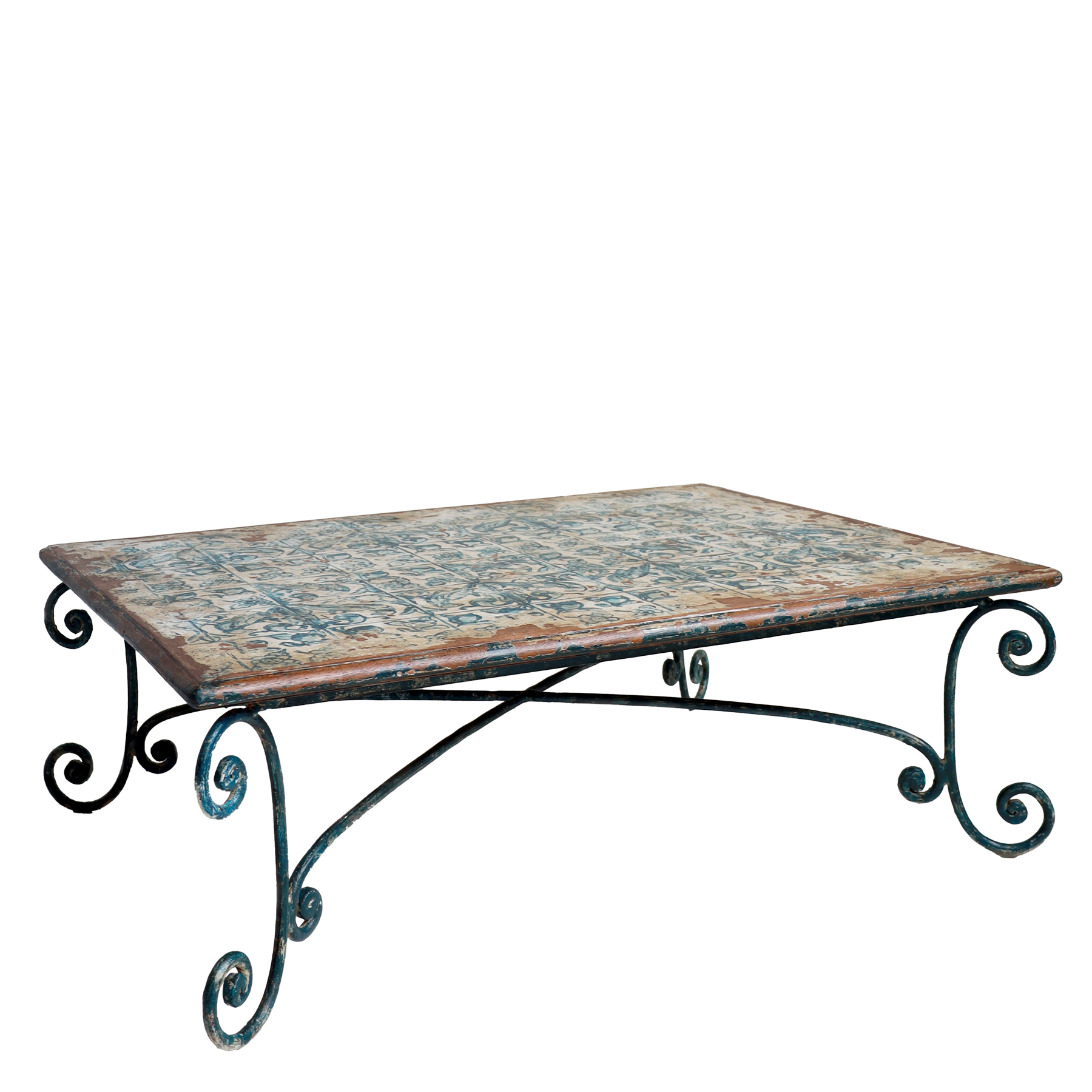 1950s Painted Coffee Table with Azulejo Tiles Motifs