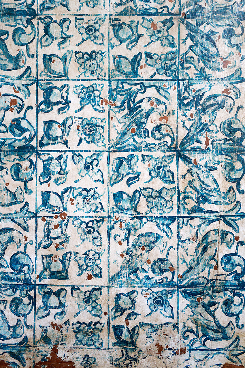 1950s Painted Coffee Table with Azulejo Tiles Motifs