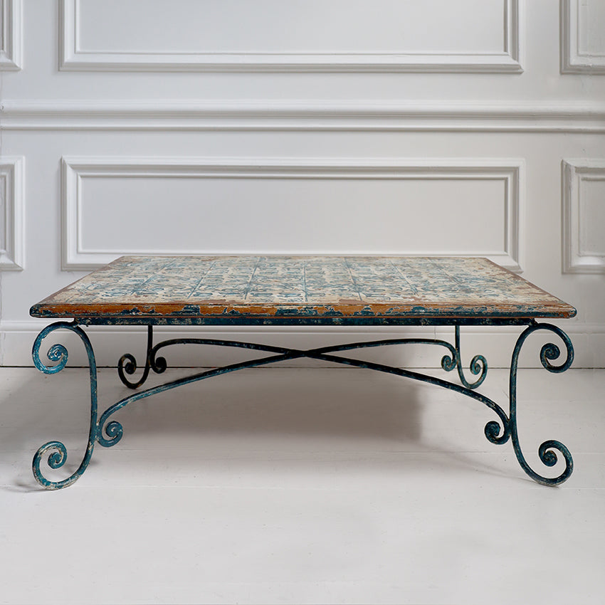 1950s Painted Coffee Table with Azulejo Tiles Motifs