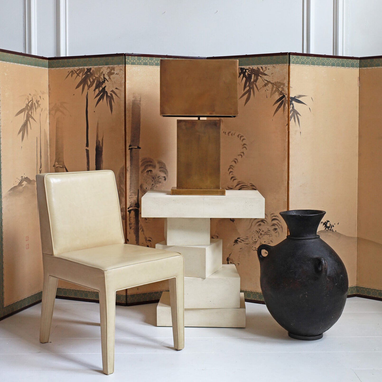 19th Century Japanese Tigers Folding Screen