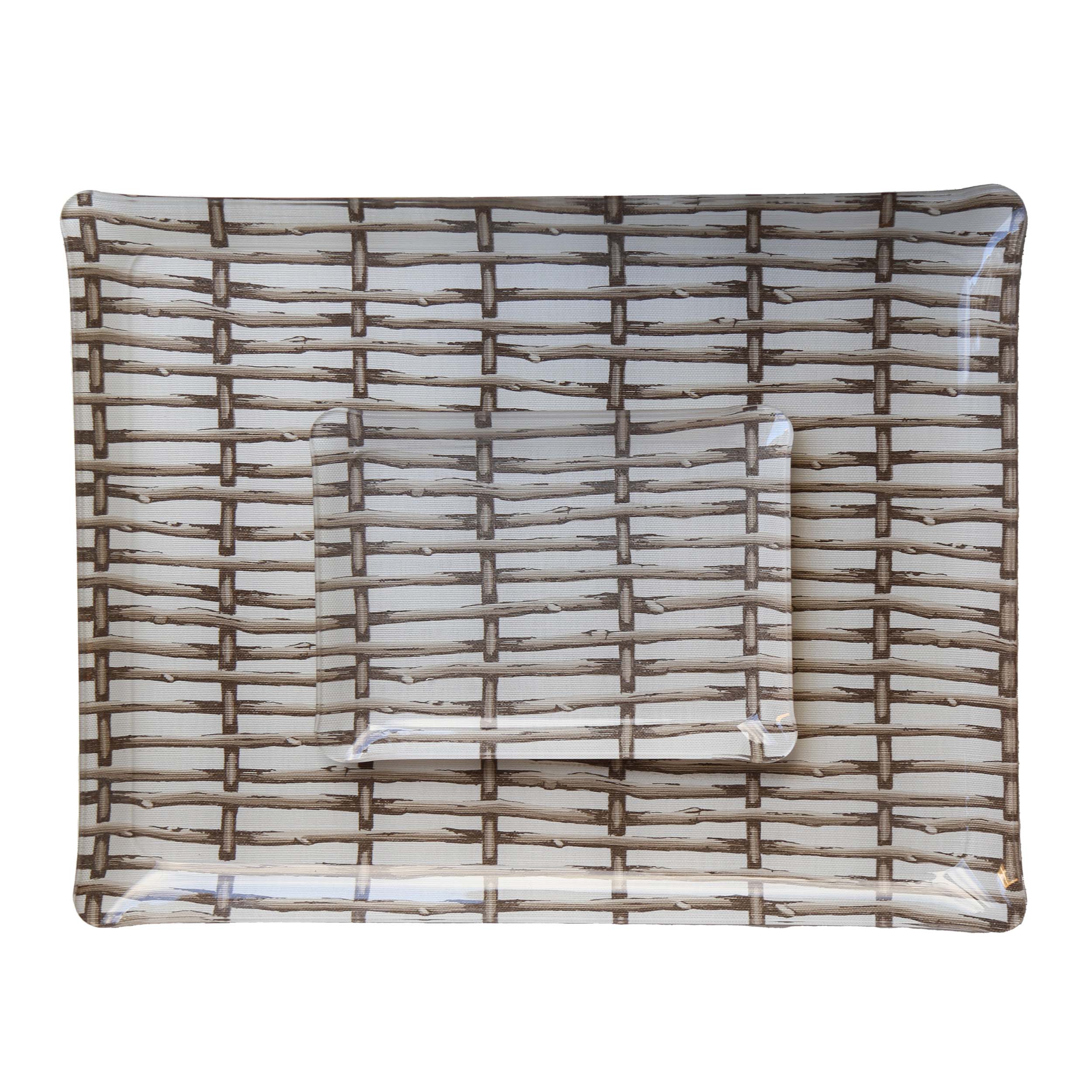 Twig Fence Small Tray - Brown on White