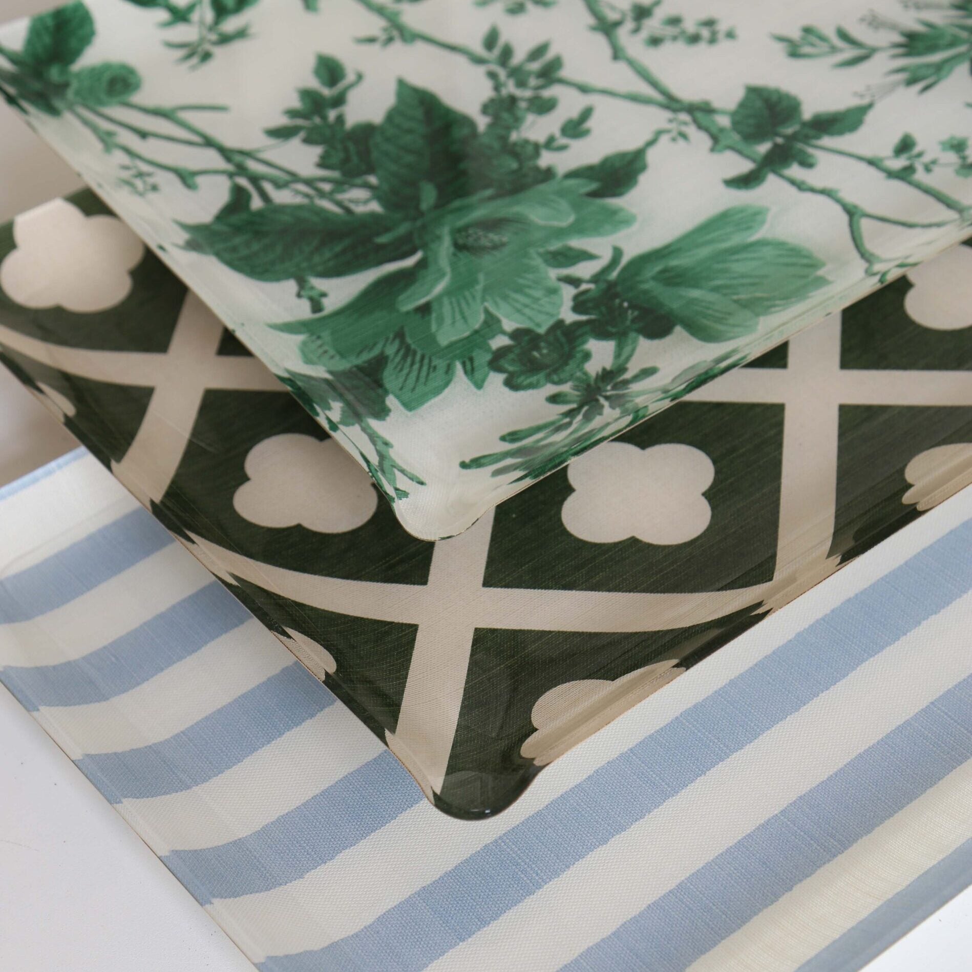 Melba Stripe Large Tray - Sky on White