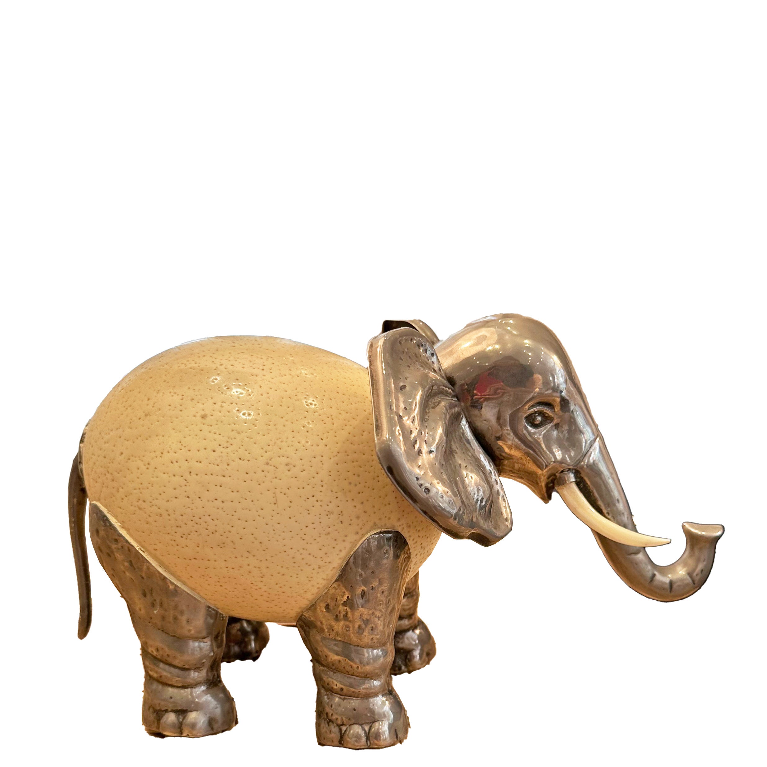 1970s Italian Ostrich Egg Elephant
