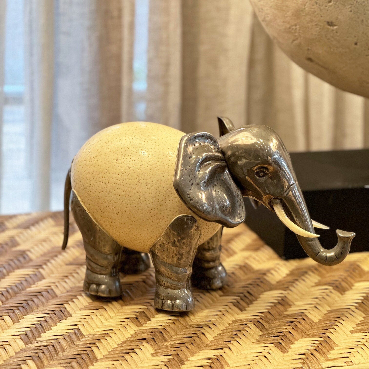 1970s Italian Ostrich Egg Elephant