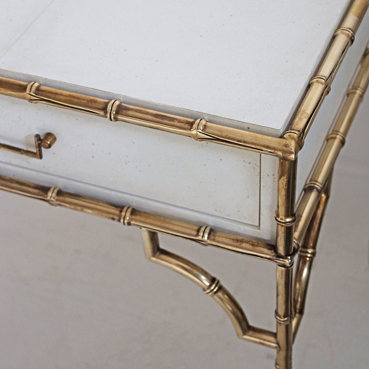 Faux Bamboo Metal Desk - Parchment