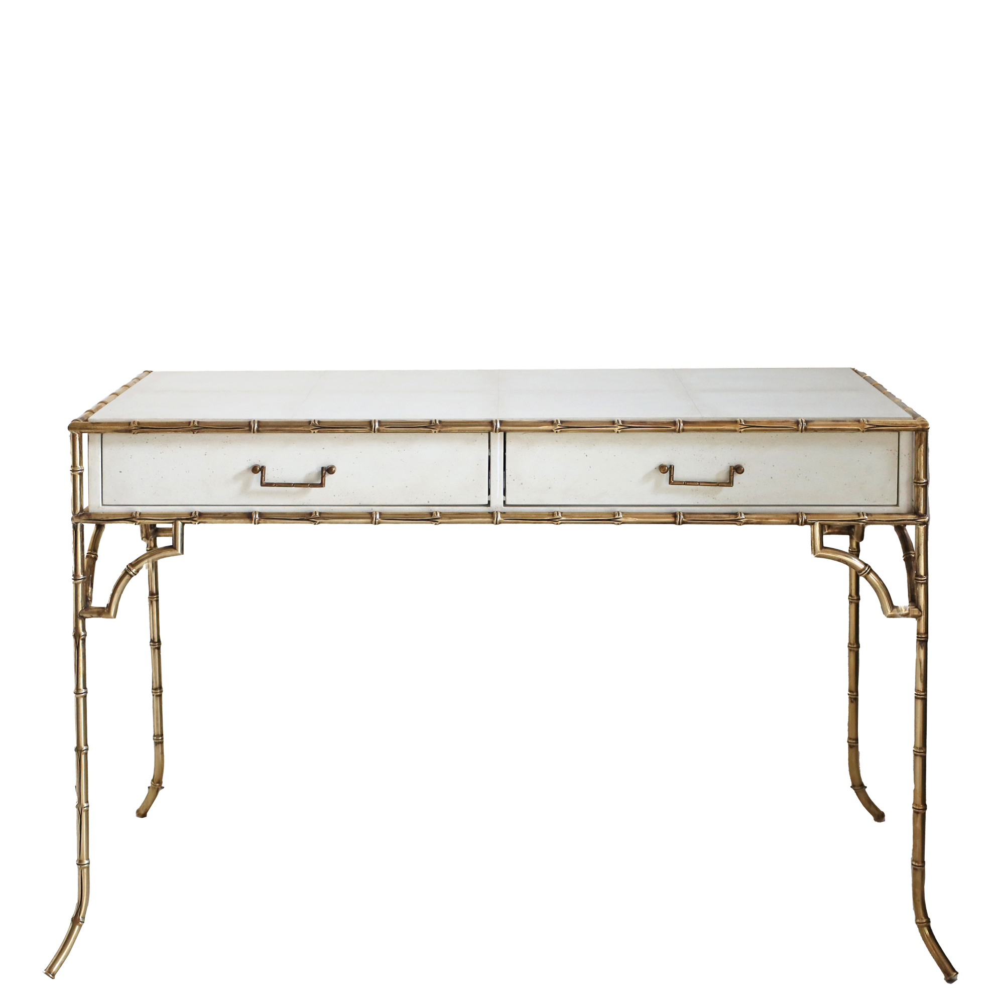 Faux Bamboo Metal Desk - Parchment