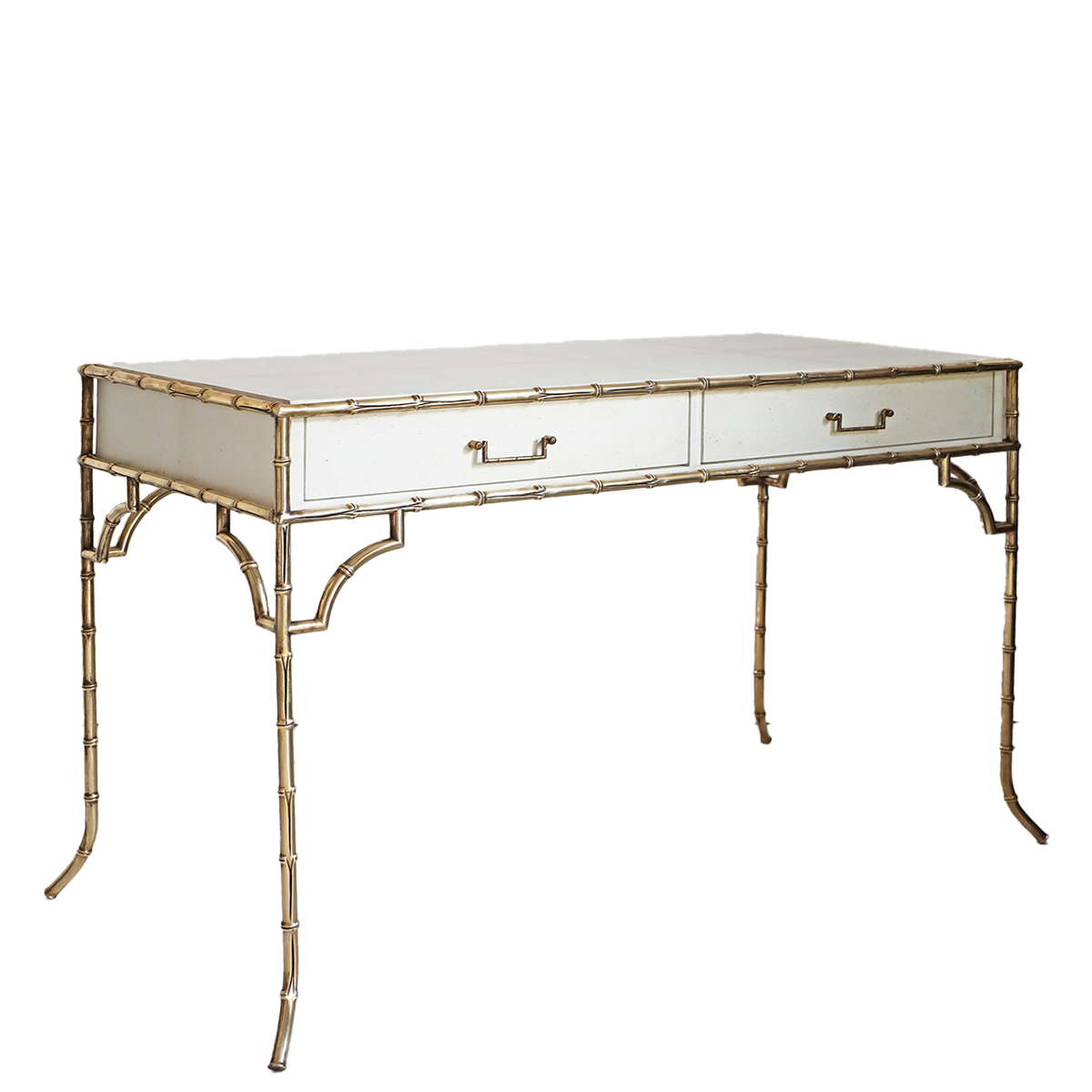 Faux Bamboo Metal Desk - Parchment