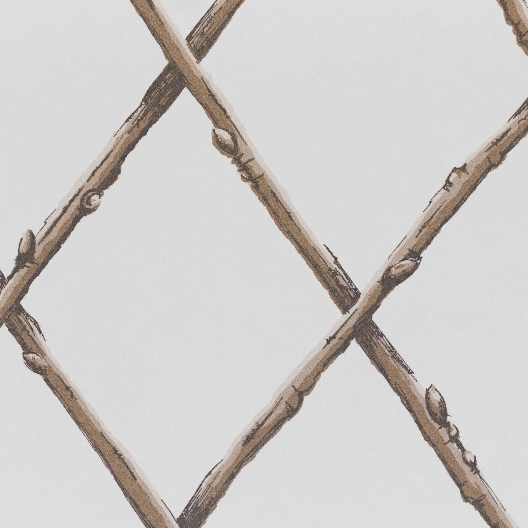 Bare Twig Trellis Wallpaper - Brown