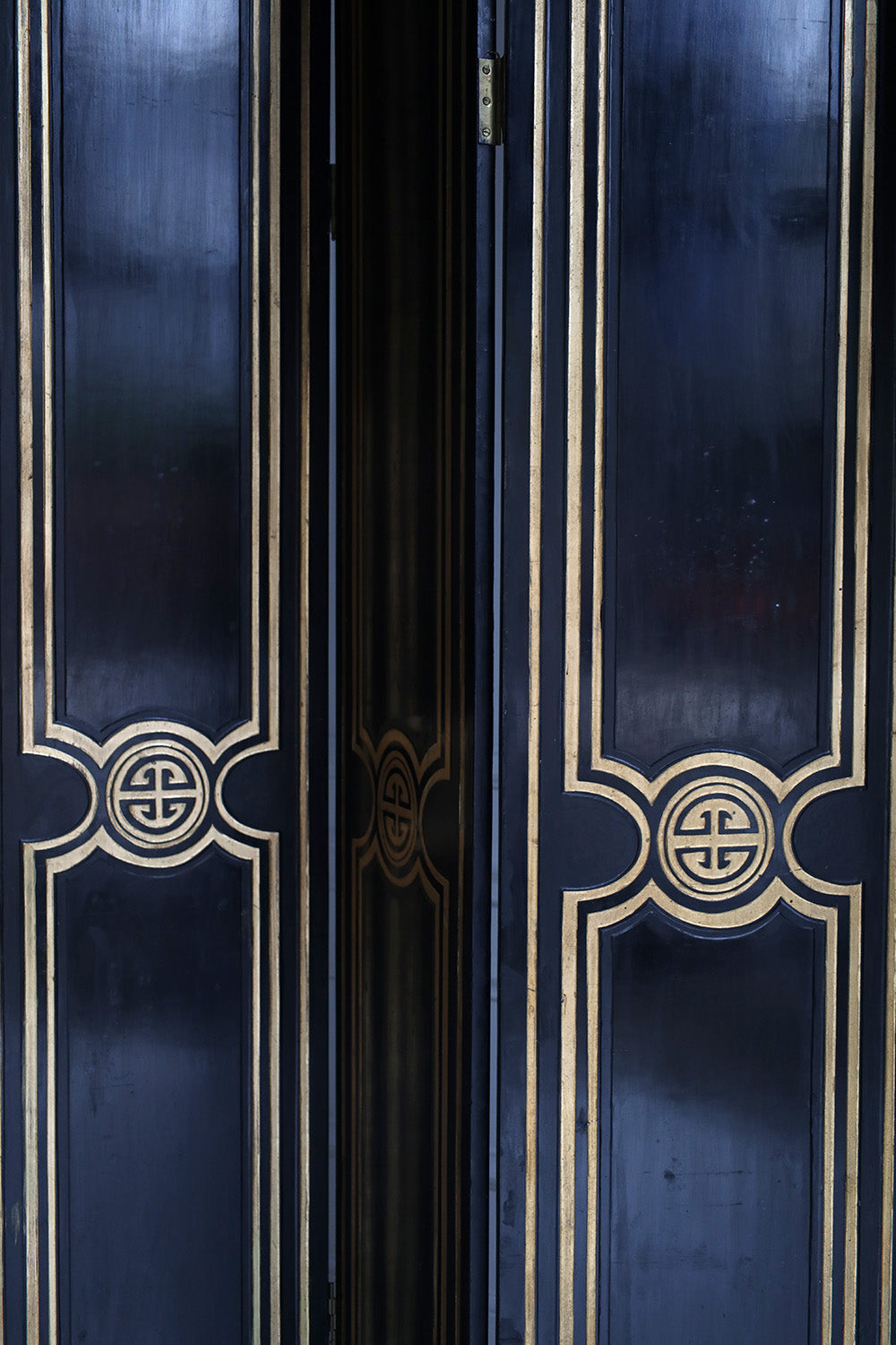 Hollywood Regency Style Black and Gold Screen