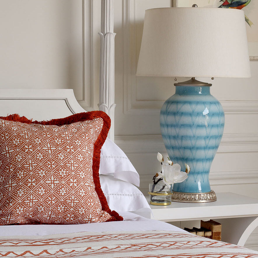 Milos Stripe on Nivelles Oyster - Terracotta
