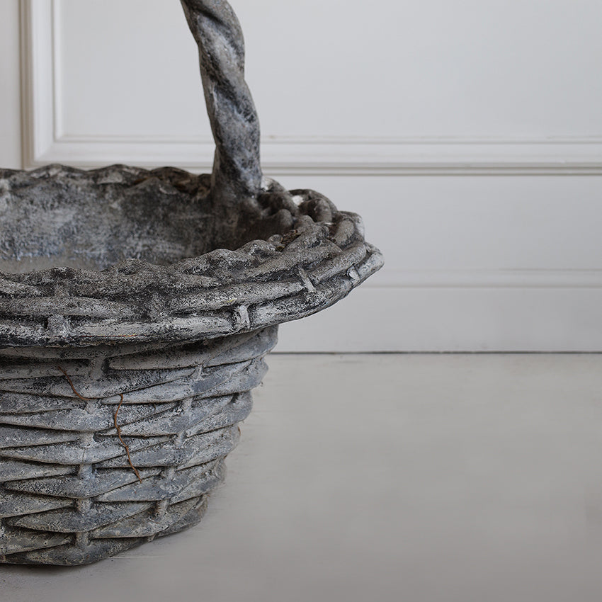19th Century French Stone-weave Basket Planter