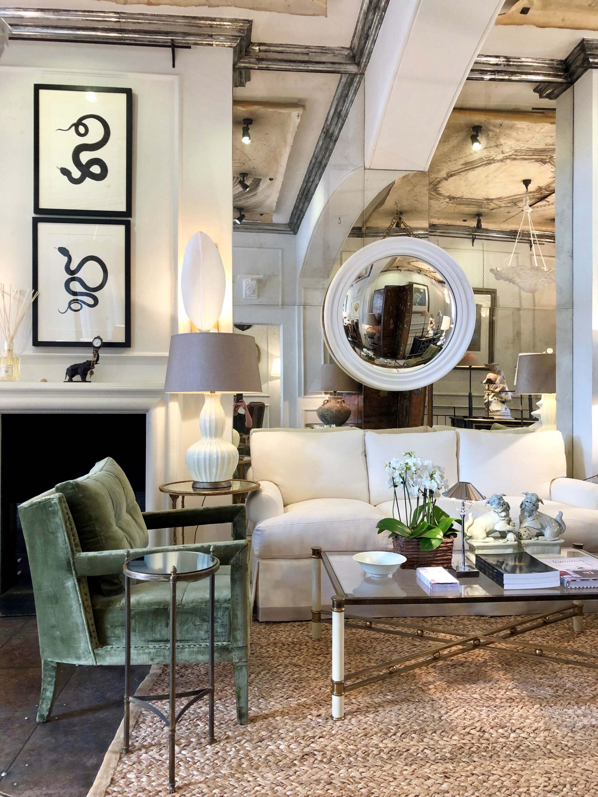 Round Plaster Mirror - Convex