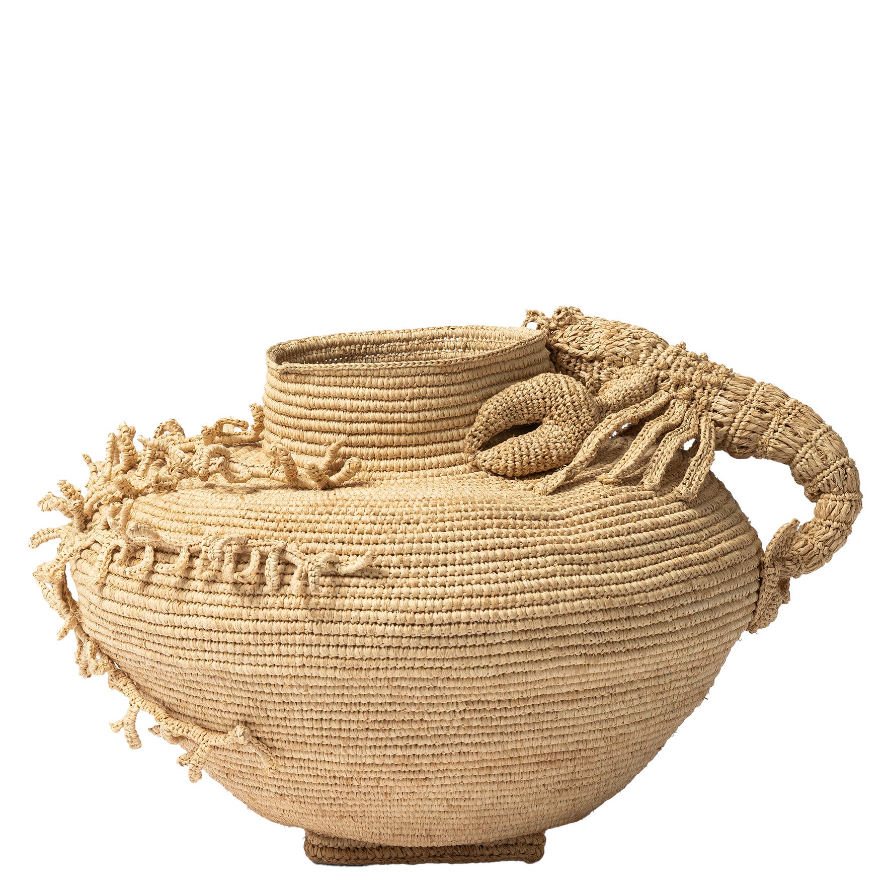 Coral Raffia Vase