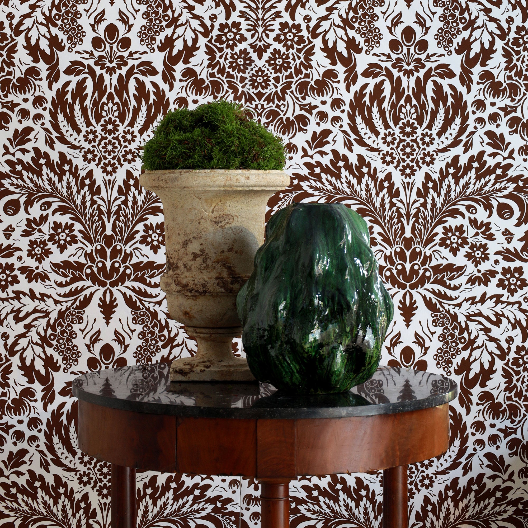 Damask Wallpaper - Brown