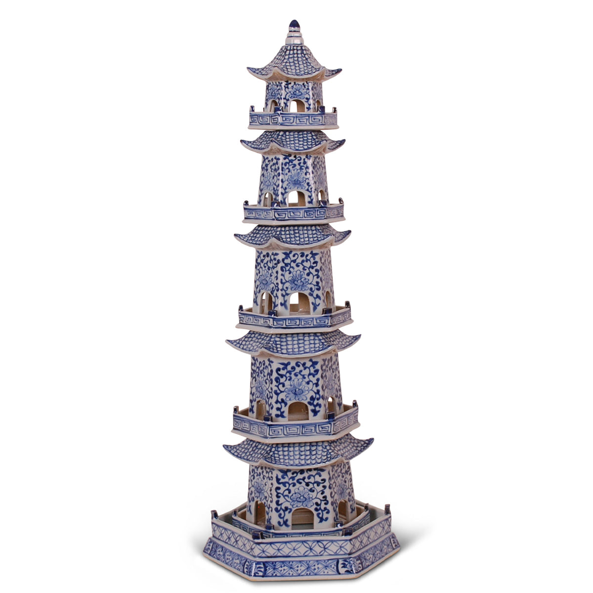Decorative Blue and White Pagoda - Tall