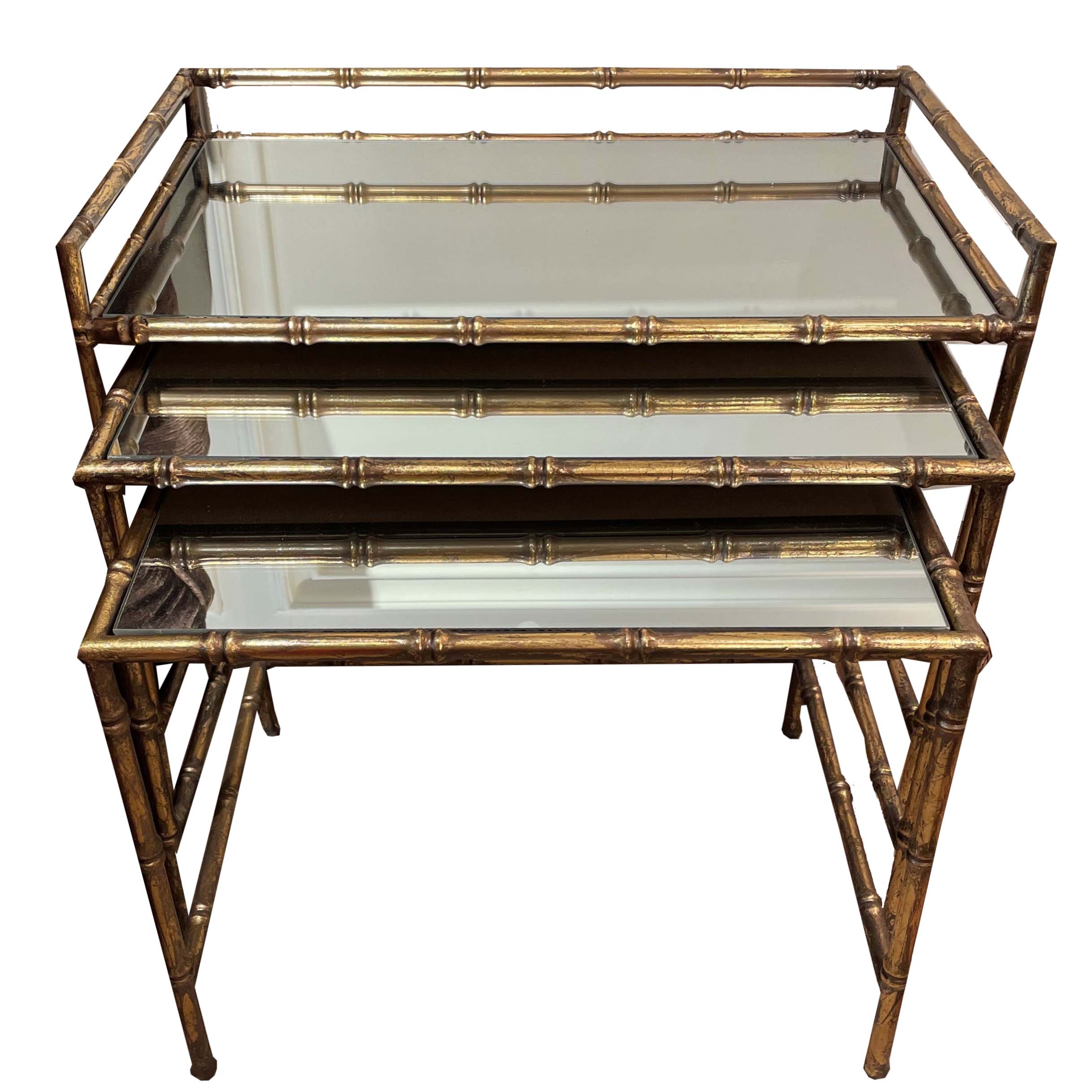 Gilt Bamboo Nesting Tables