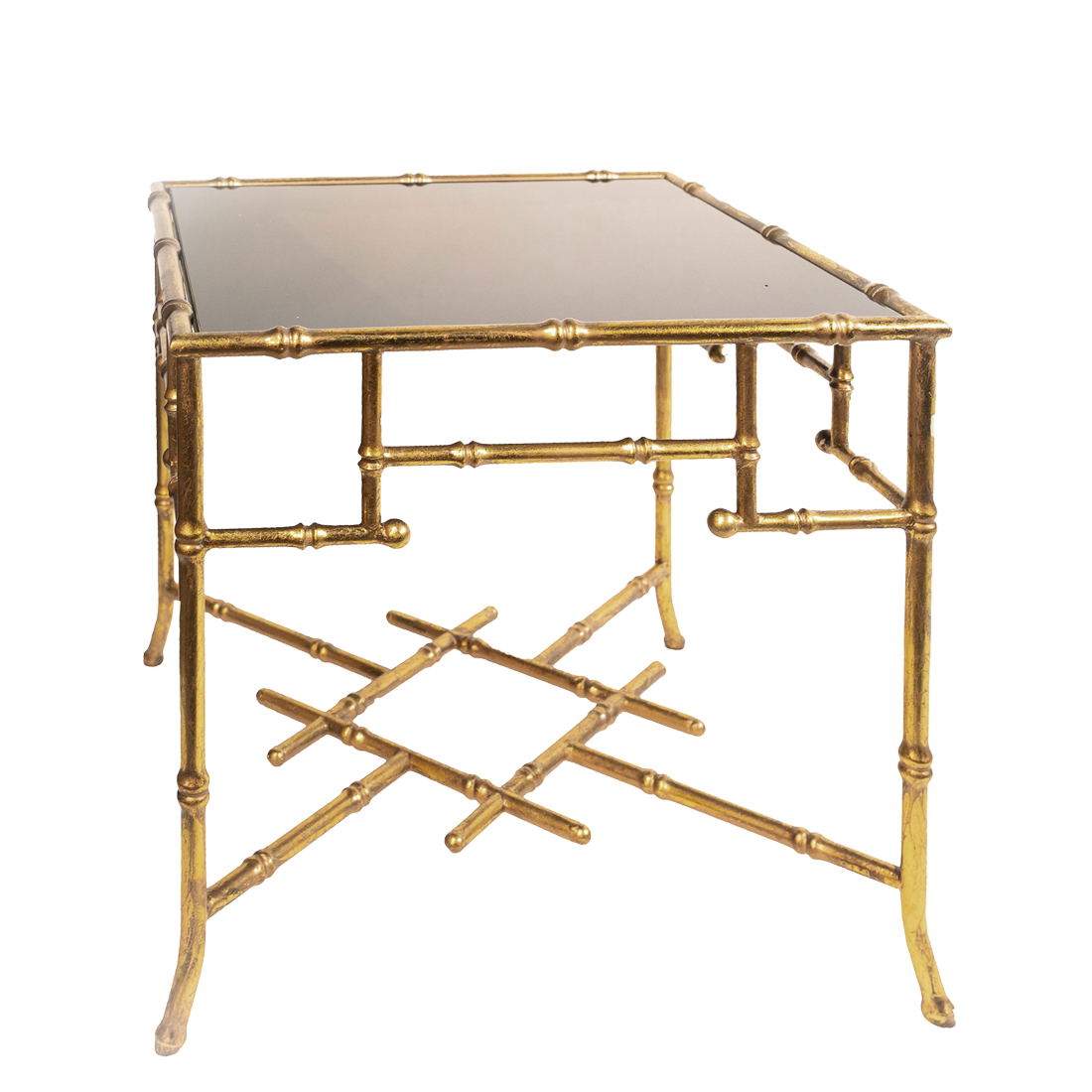 Gilt Bamboo Cross Side Table