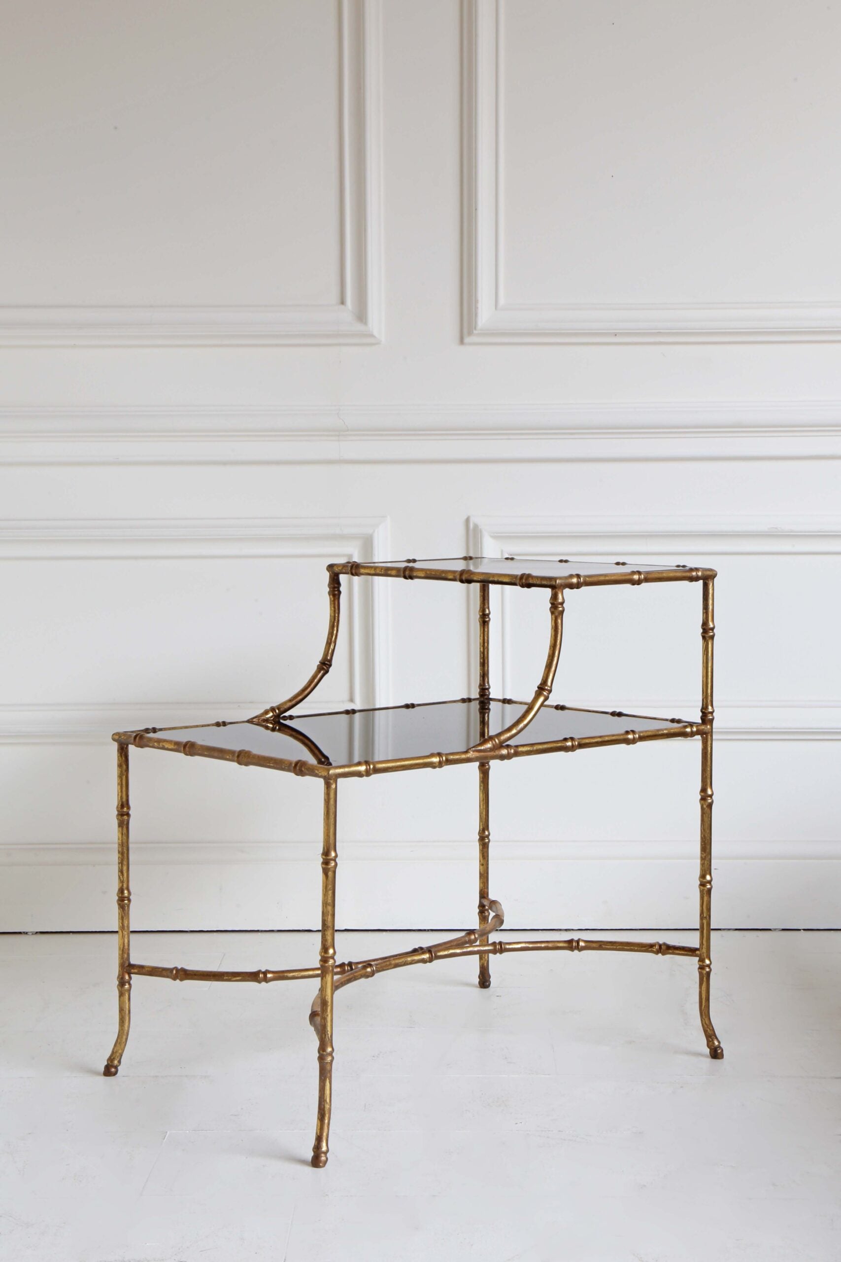 Gilt Bamboo Rectangular Side Table