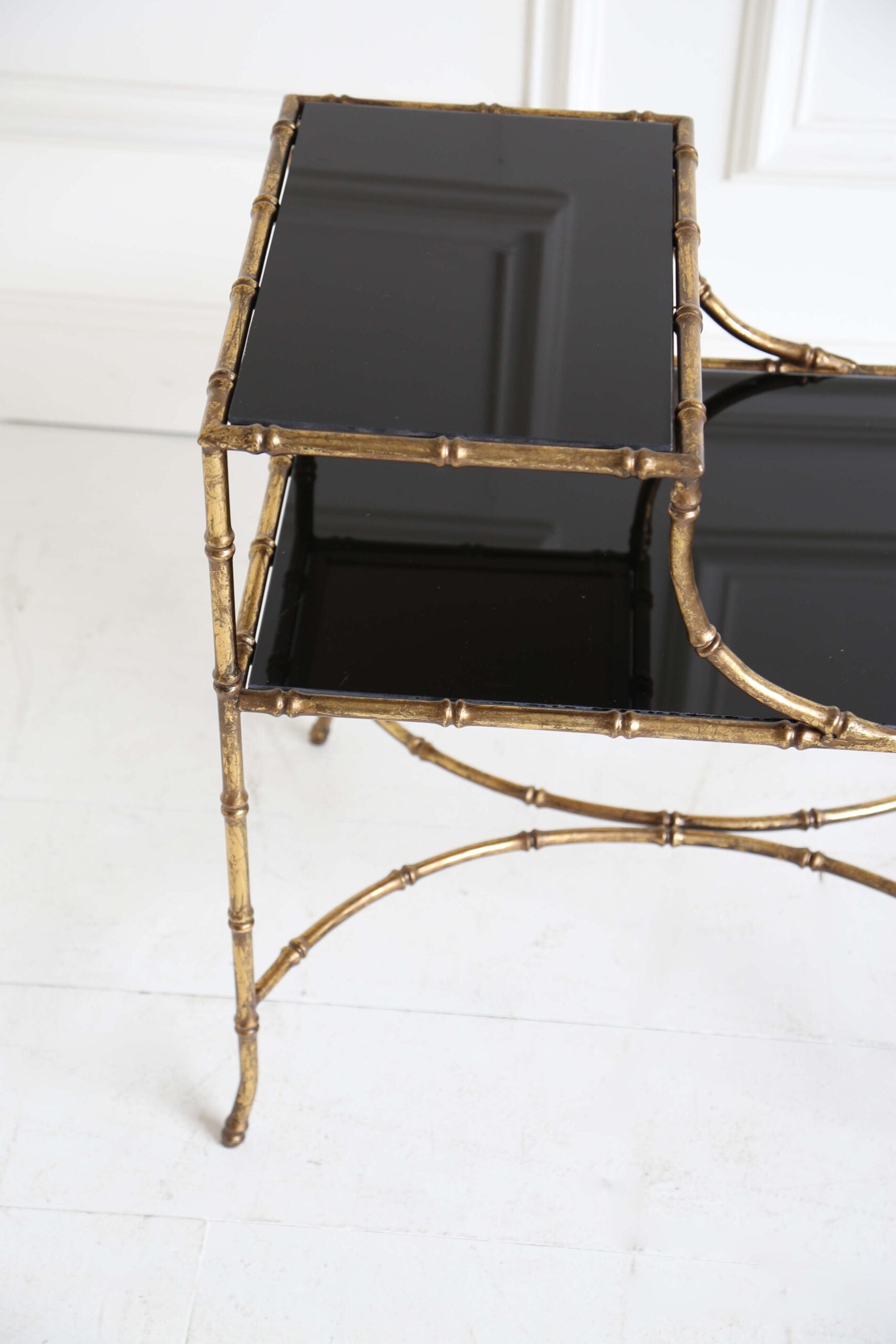 Gilt Bamboo Rectangular Side Table