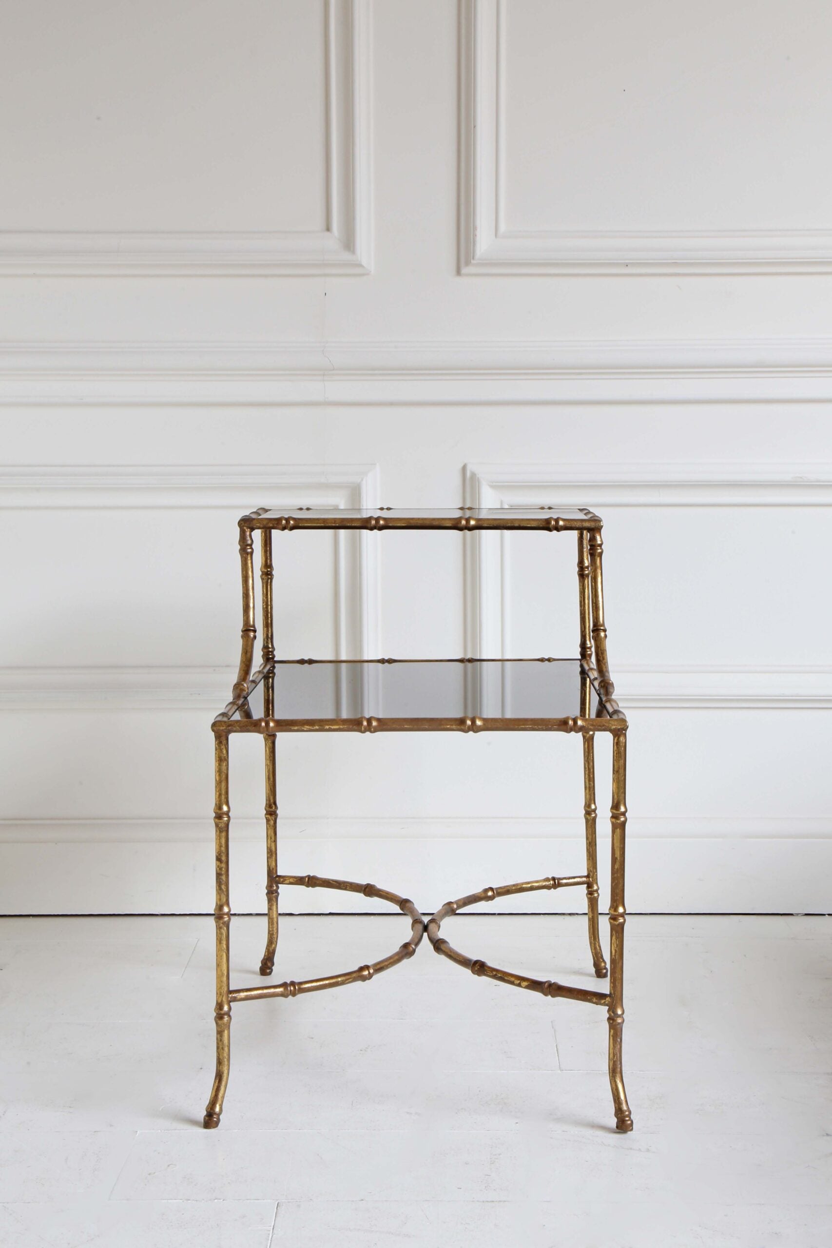 Gilt Bamboo Rectangular Side Table