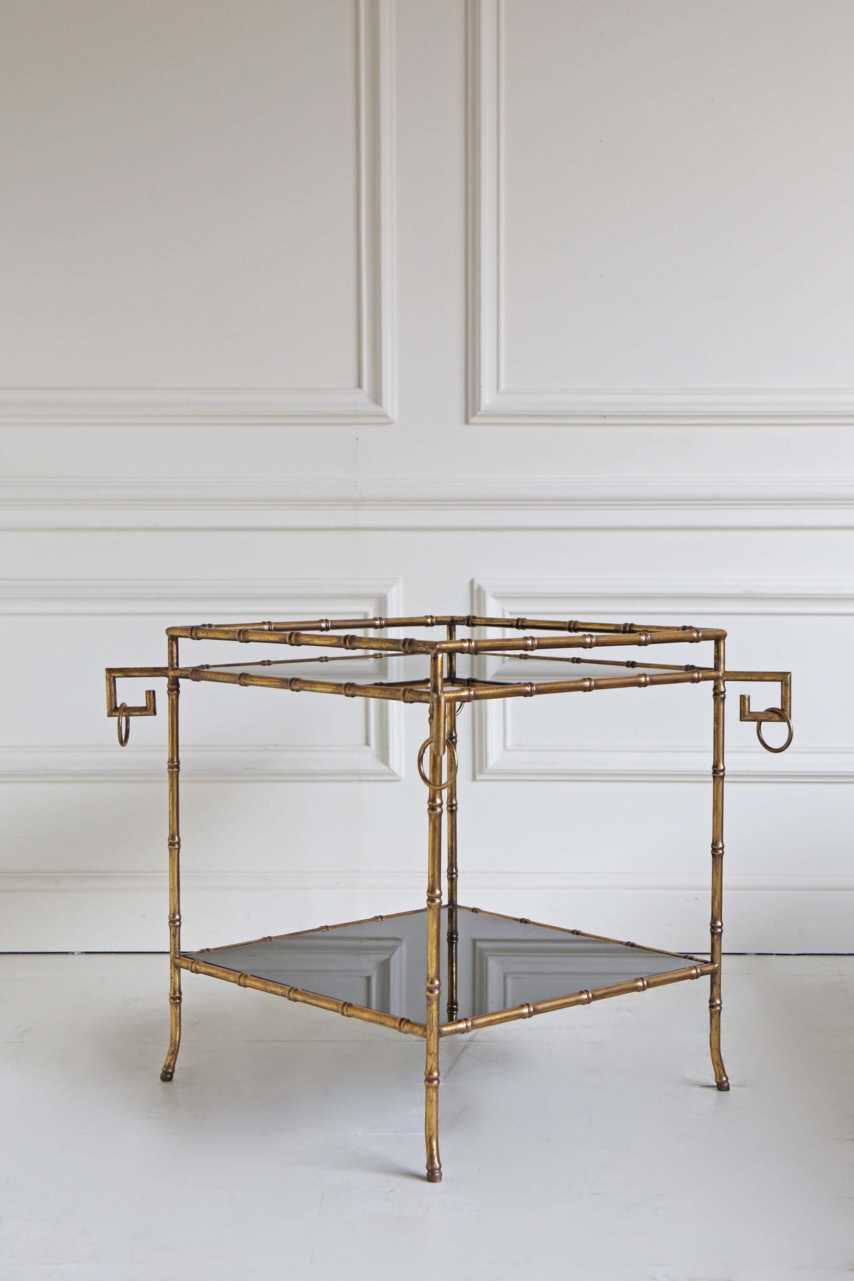 Gilt Bamboo Square Side Table