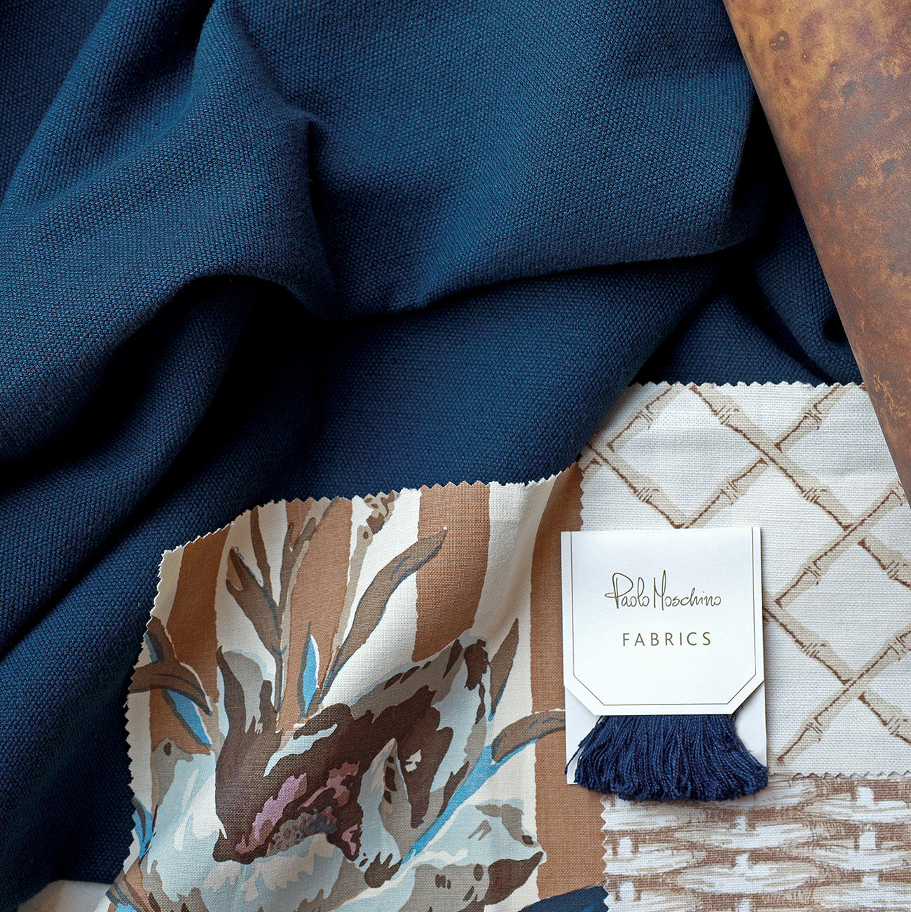 Melba Flower Stripe - Blue and Brown