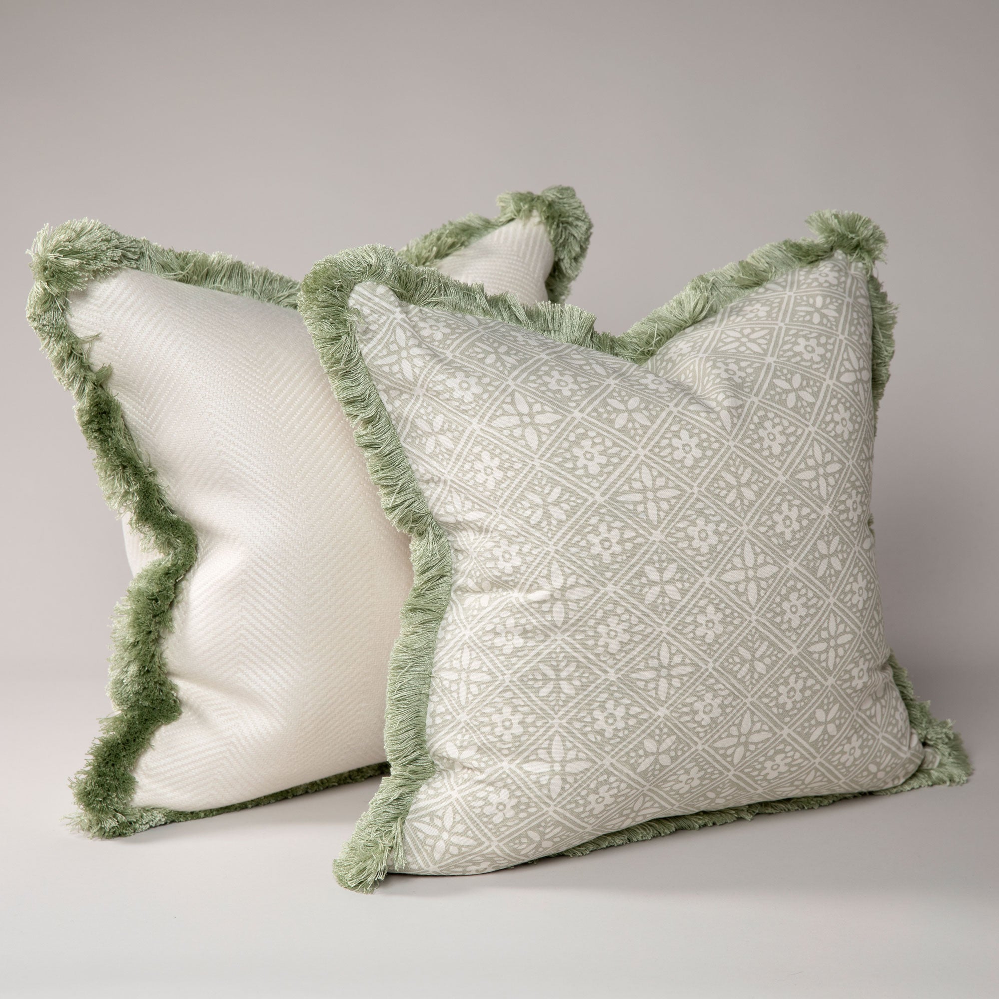 Dorset Cushion - White/Celadon
