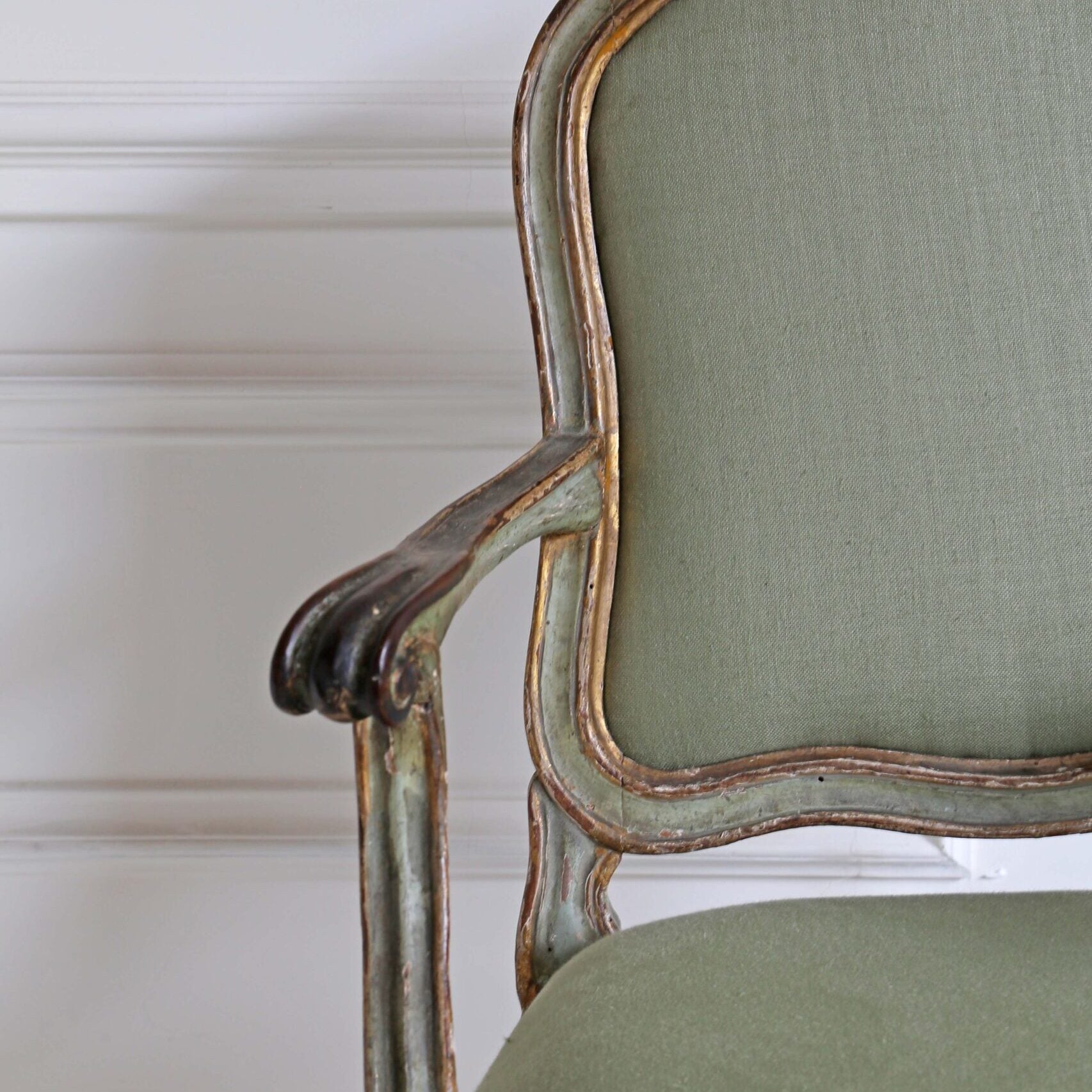 Louis XVI Armchair - Brittany Glazed Linen Moss