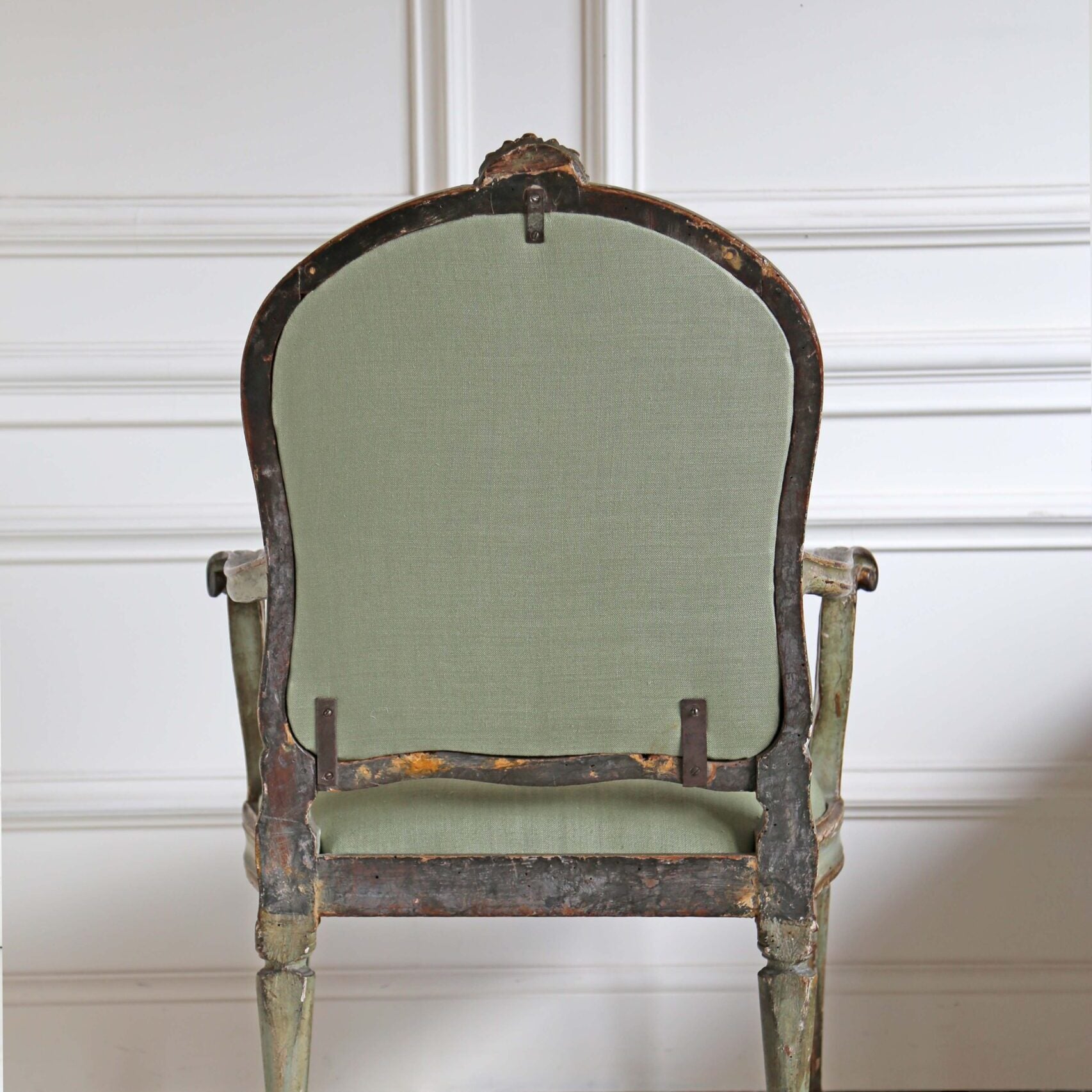 Louis XVI Armchair - Brittany Glazed Linen Moss