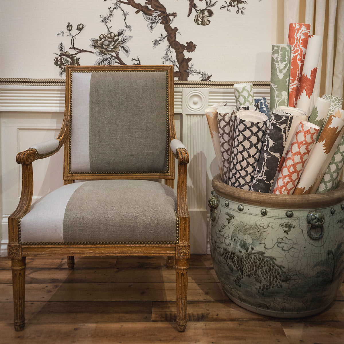 Louis XVI Armchair in Two-Tone Upholstery