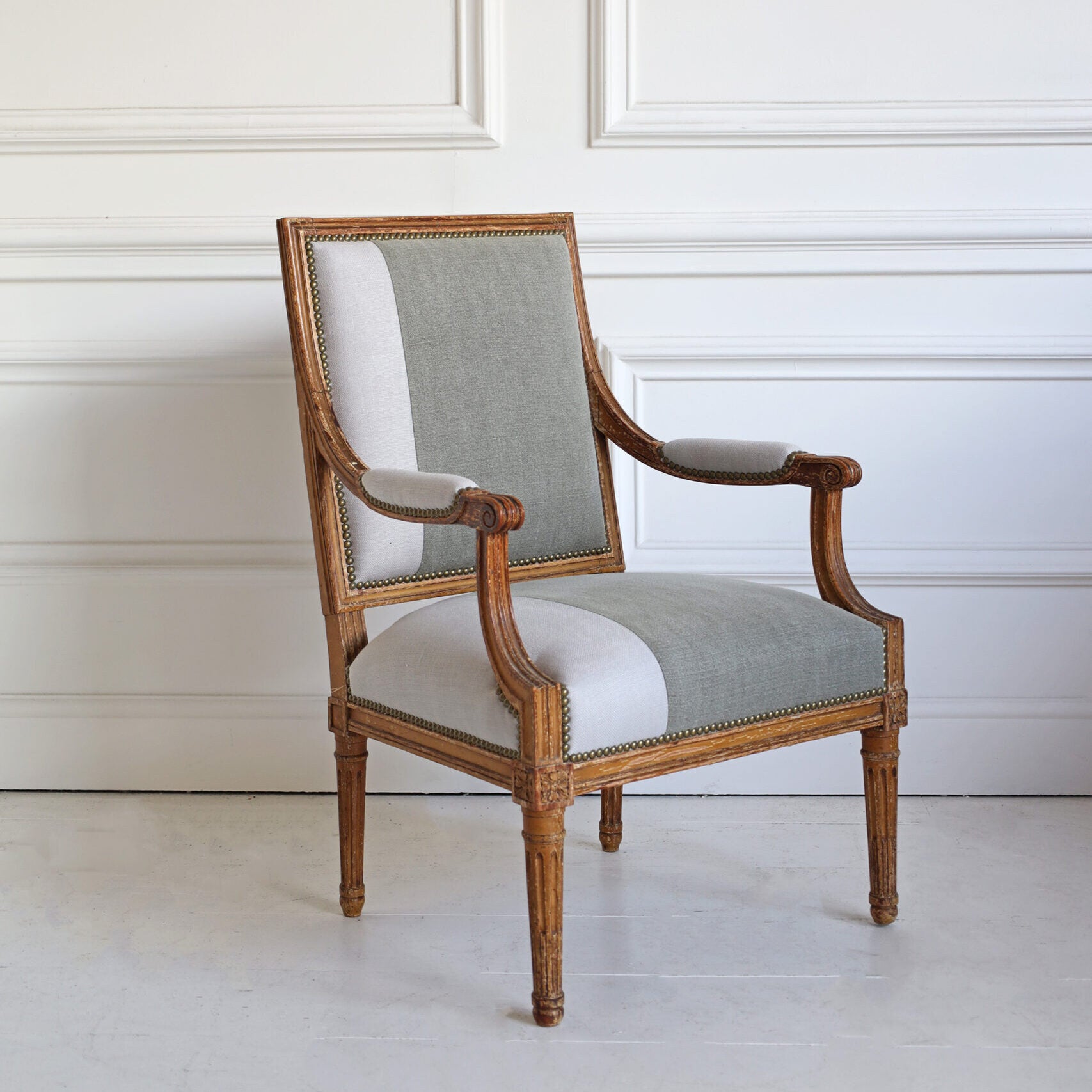 Louis XVI Armchair in Two-Tone Upholstery