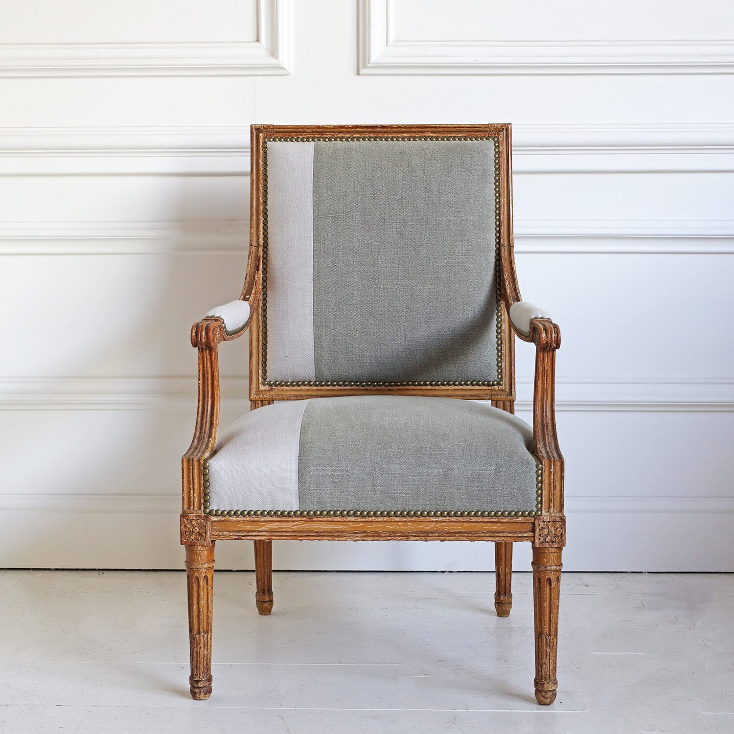 Louis XVI Armchair in Two-Tone Upholstery