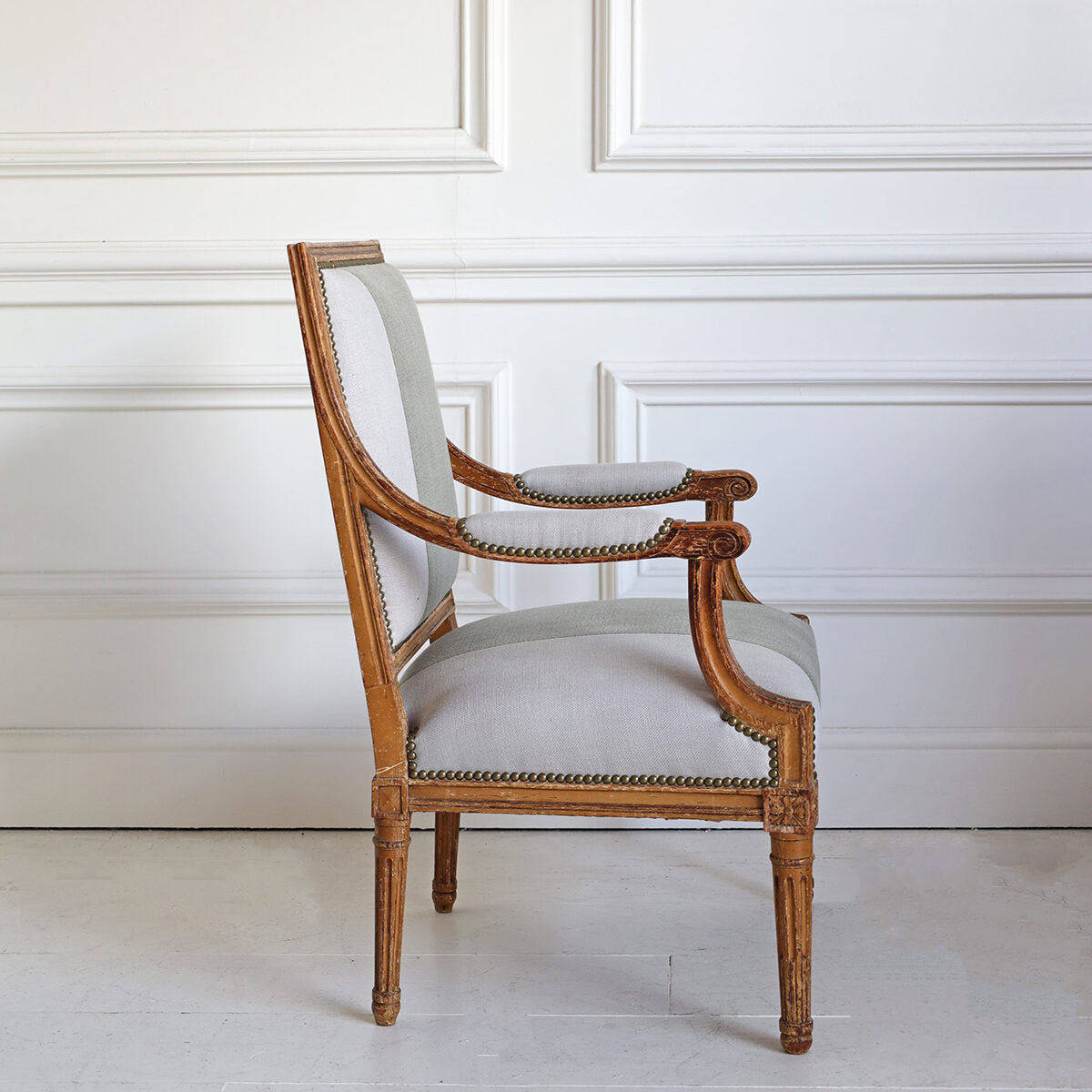 Louis XVI Armchair in Two-Tone Upholstery