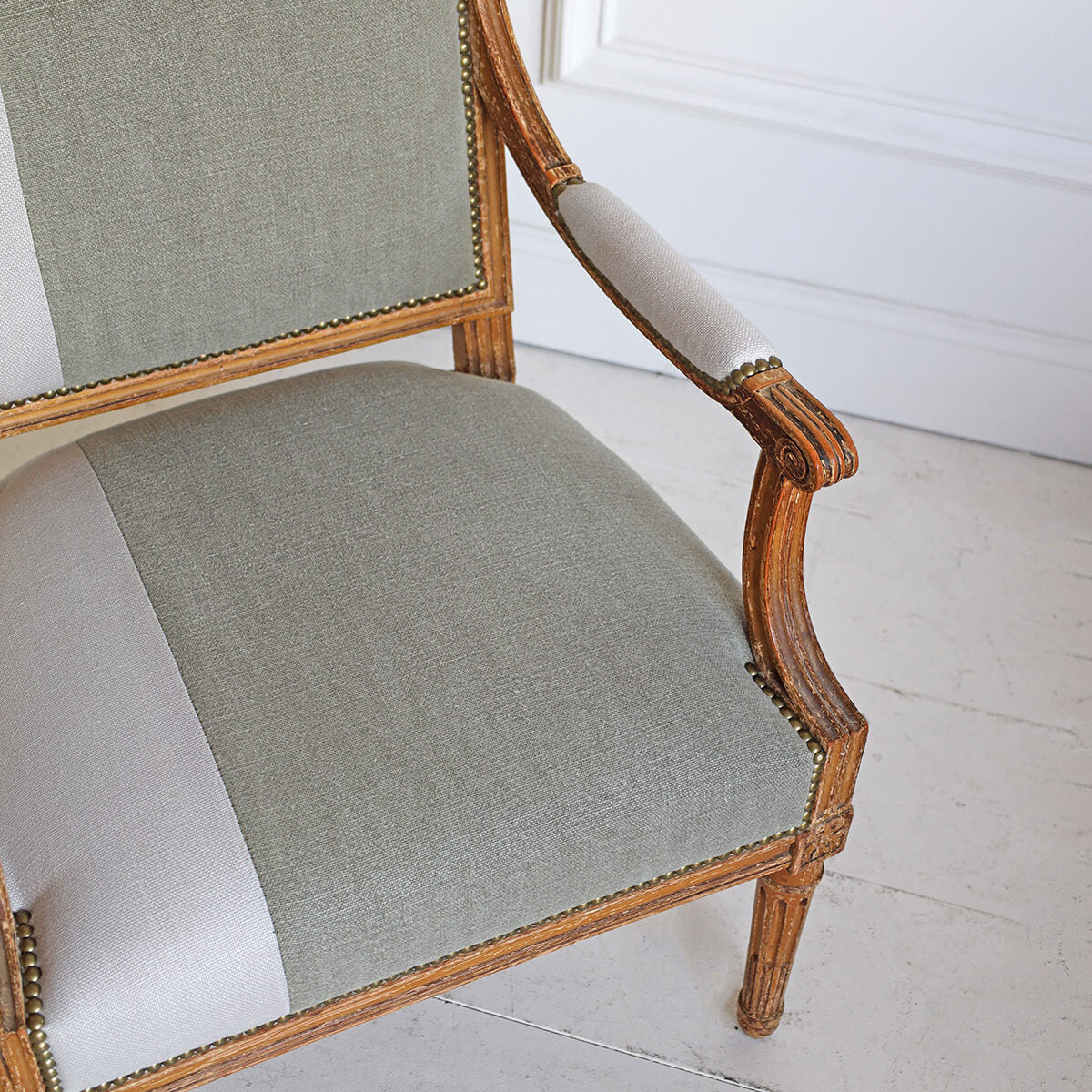 Louis XVI Armchair in Two-Tone Upholstery
