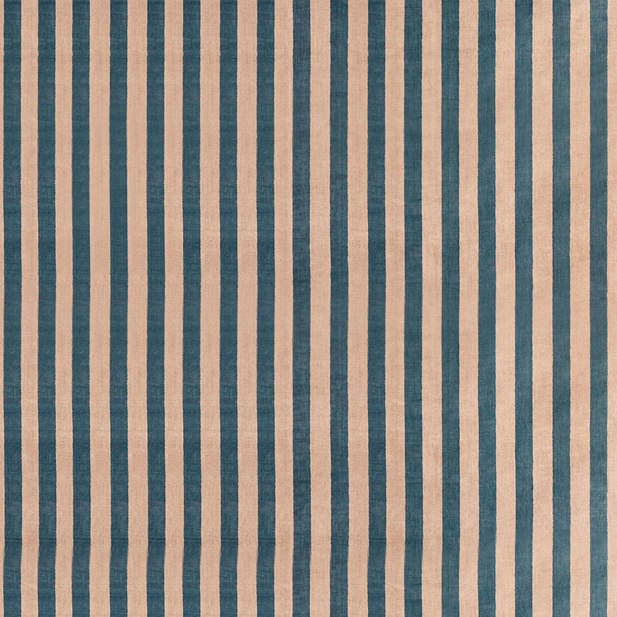 Melba Stripe – Teal on Natural Glazed Linen