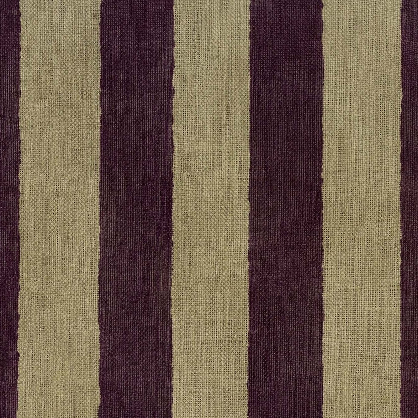 Melba Stripe - Aubergine on Natural Glazed Linen