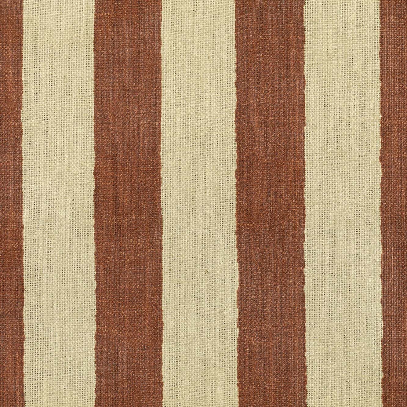 Melba Stripe - Crimson on Natural Glazed Linen
