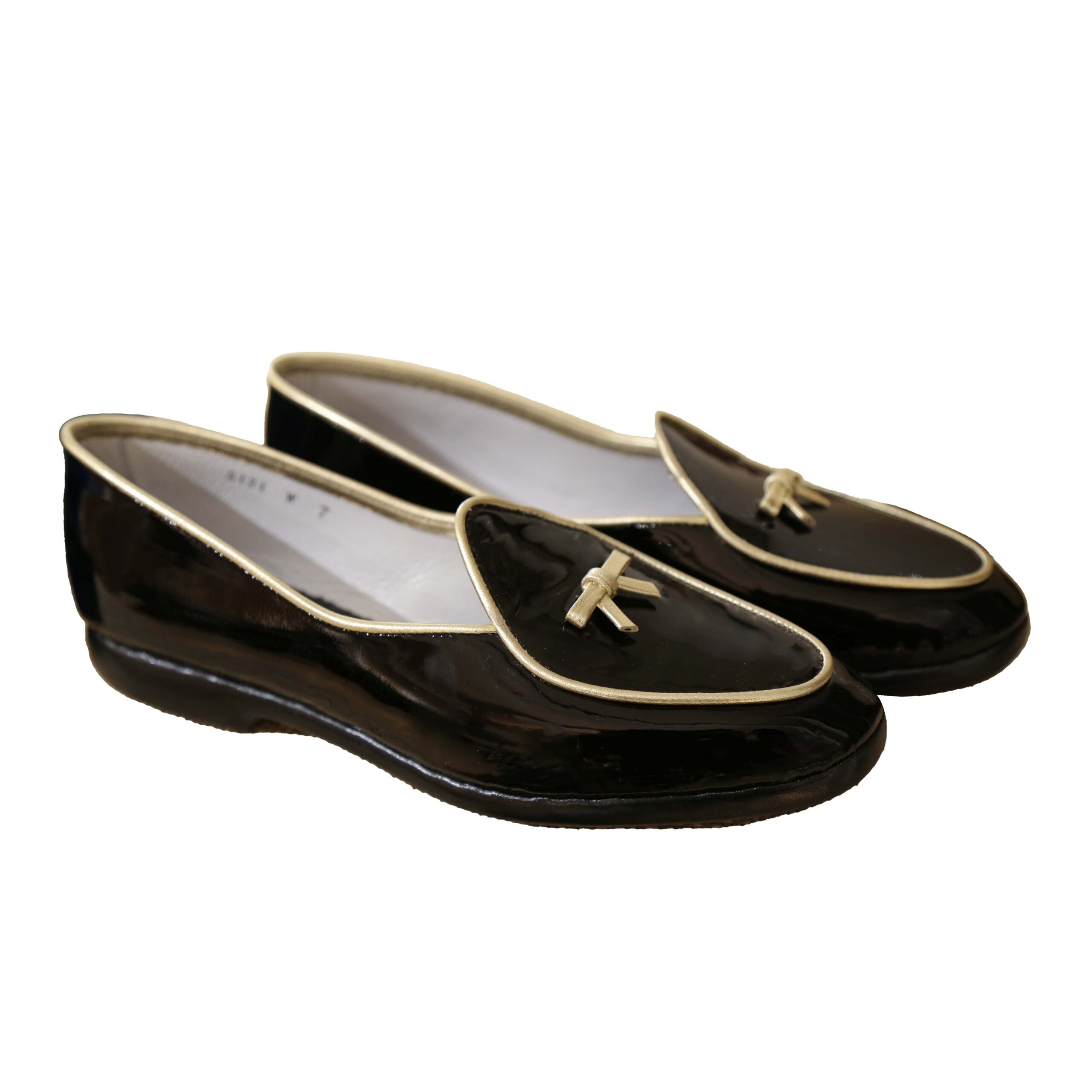 Midinette Black Patent Gold Trim