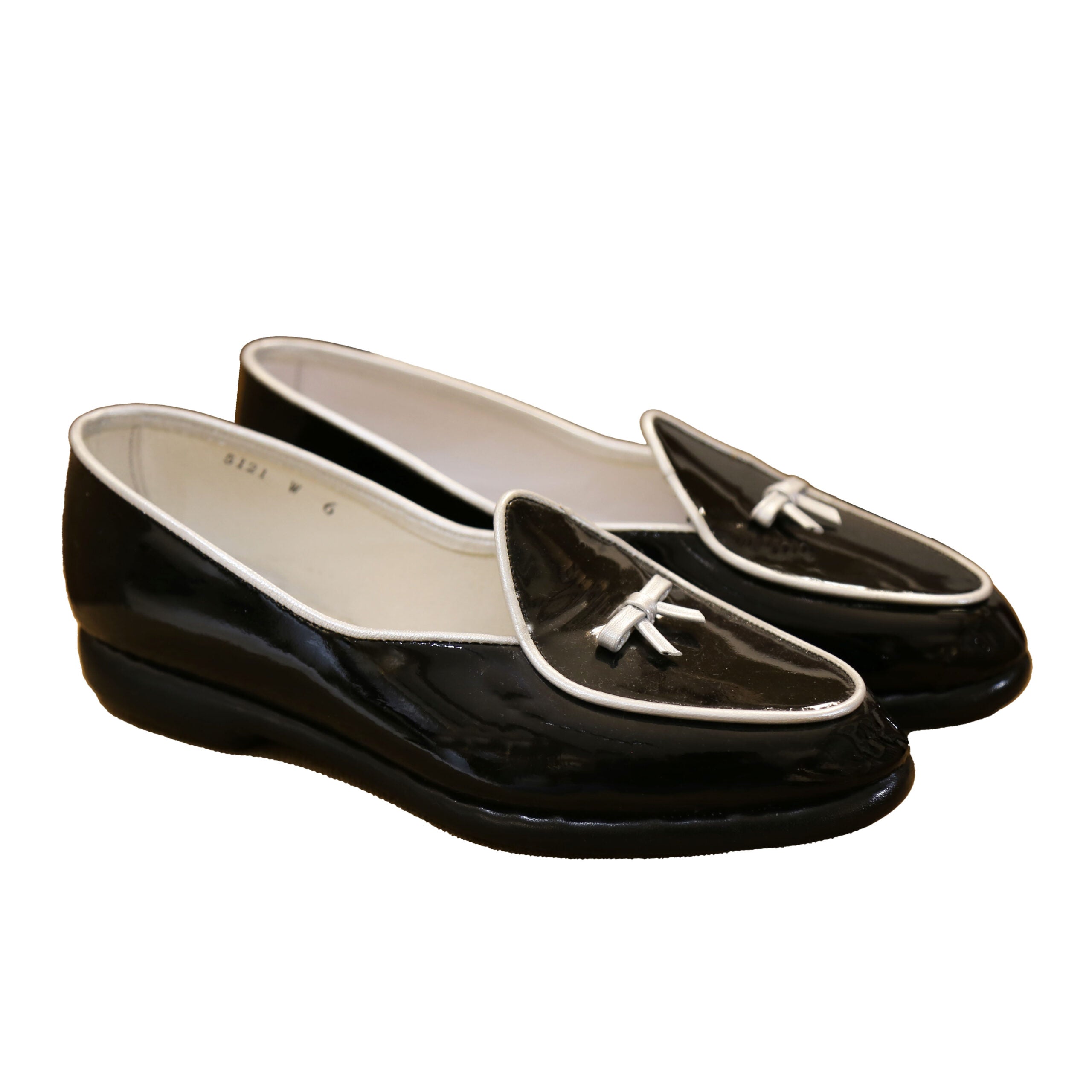 Midinette Black Patent Silver Trim