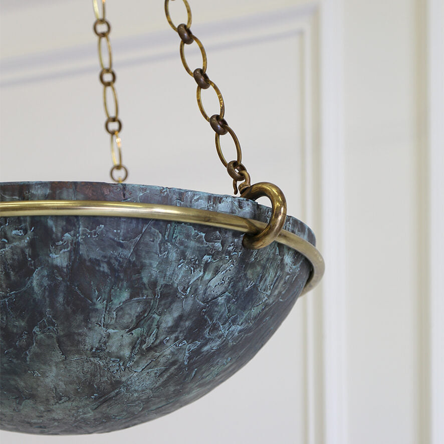 Milan Ceiling Light Verdigris with Brass Chain LR
