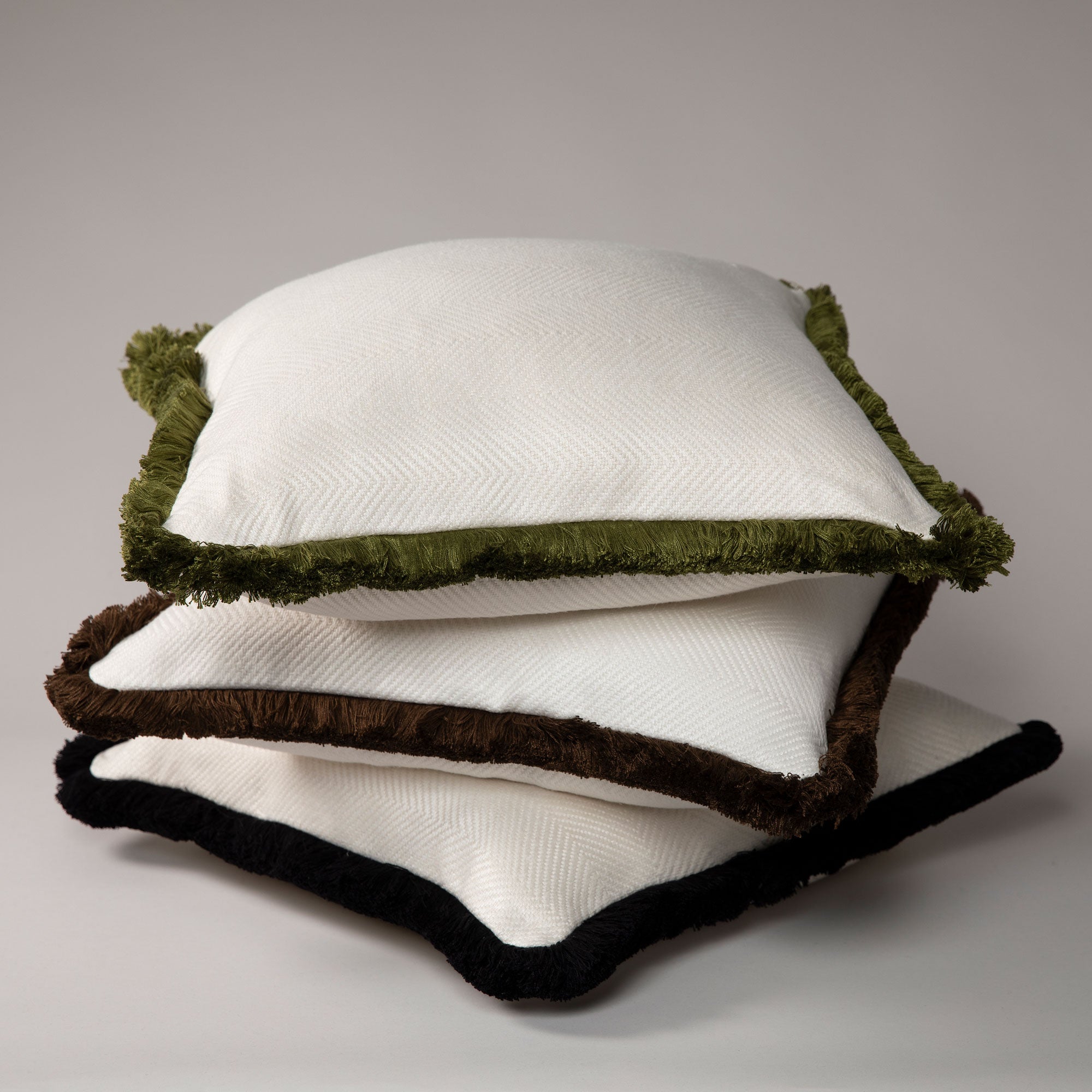 Dorset Cushion - White/Olive Green