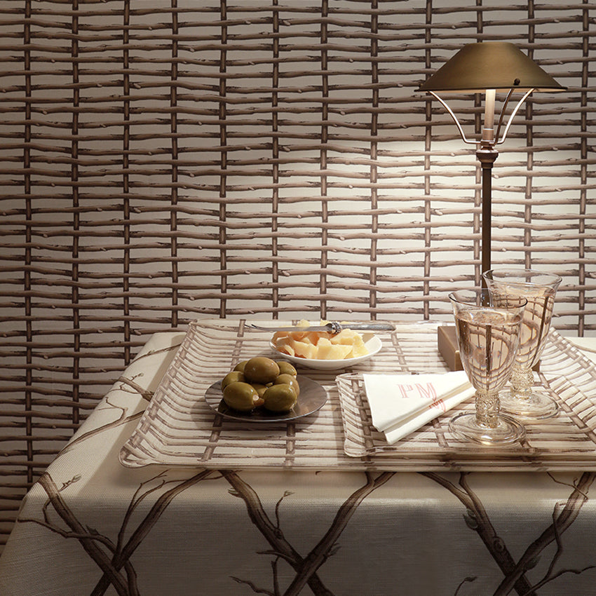 Twig Fence Small Tray - Brown on White