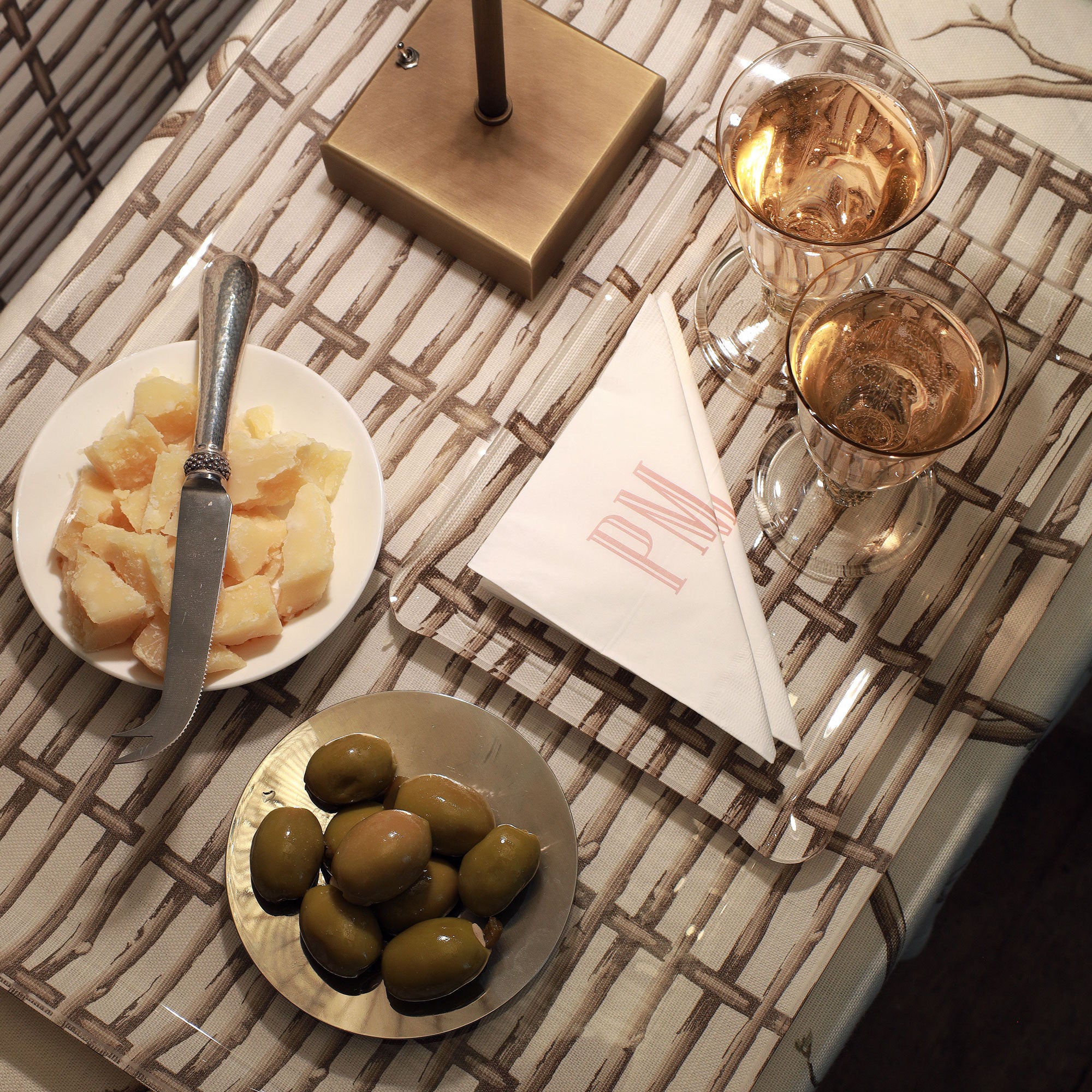 Twig Fence Large Tray - Brown on White