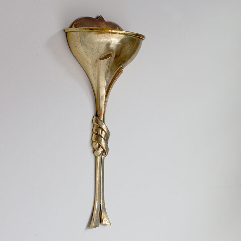 Pair of Art Deco Brass Knotted Stem Wall Lights