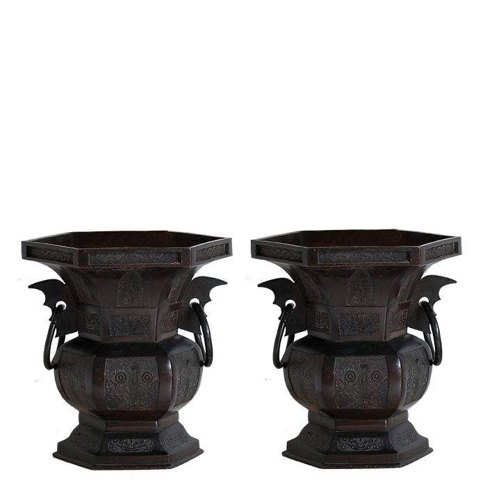 Pair of Early 20th Century Japanese Temple Urns